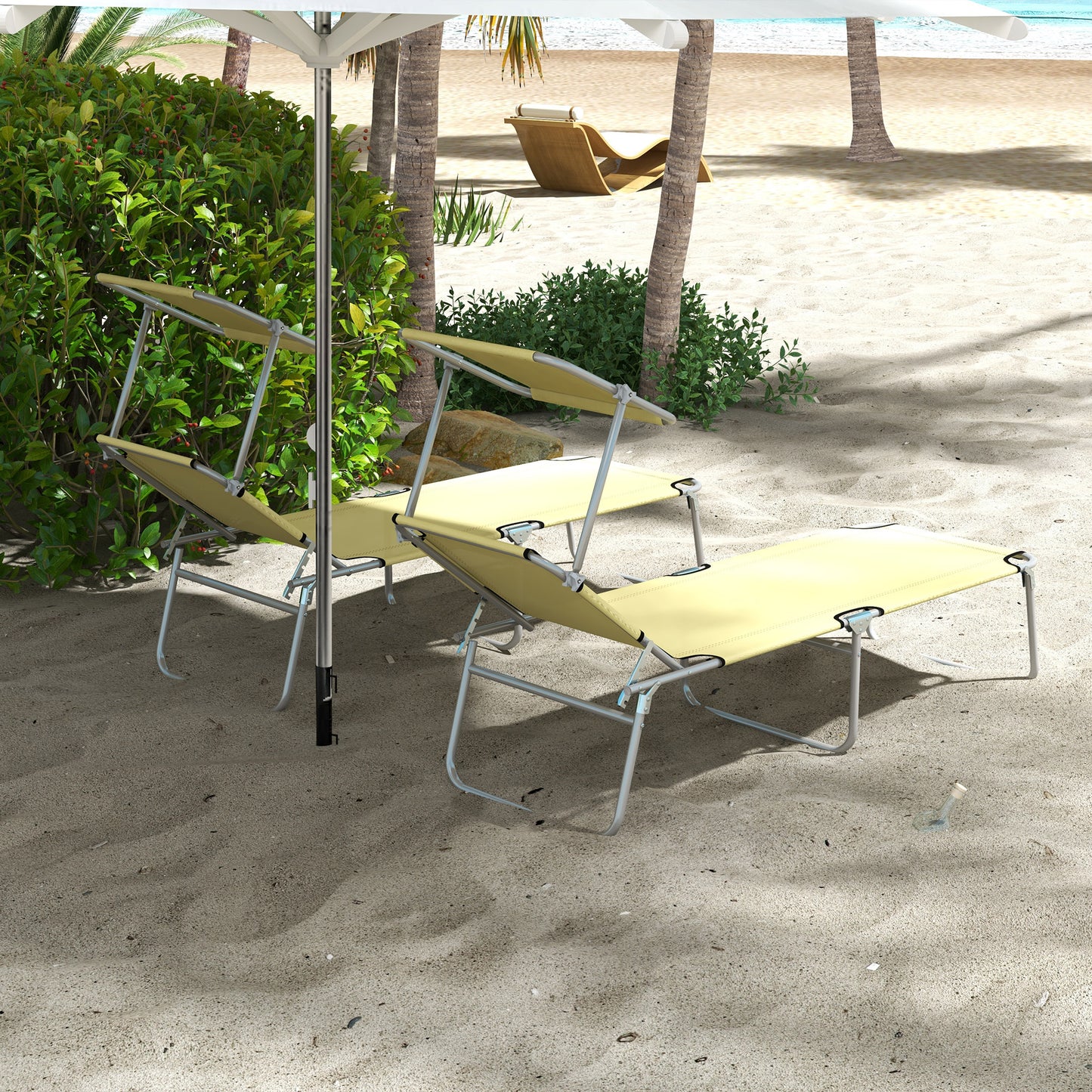 Folding Sun Lounger with Canopy