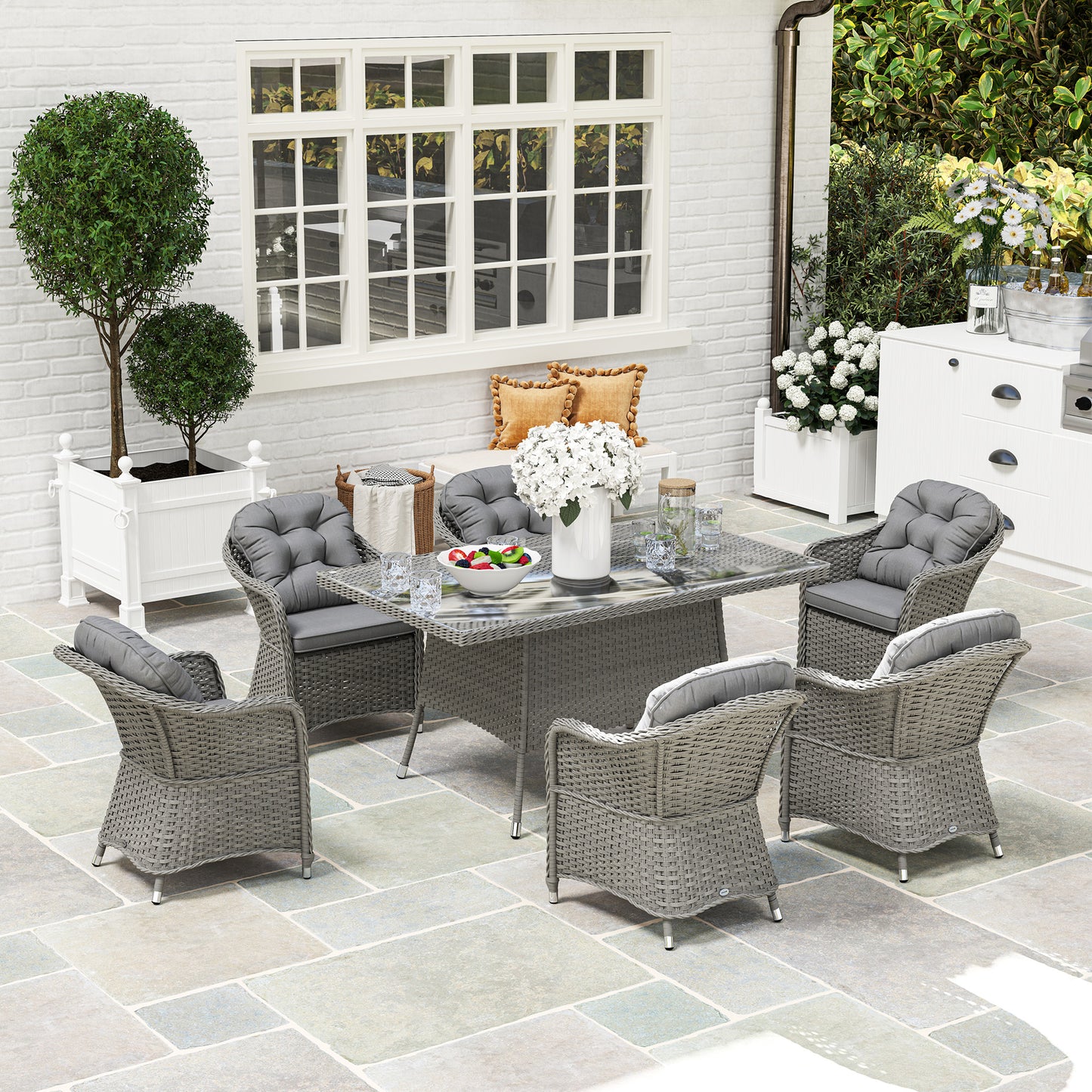 Seven-Piece Rattan Dining Set (2)
