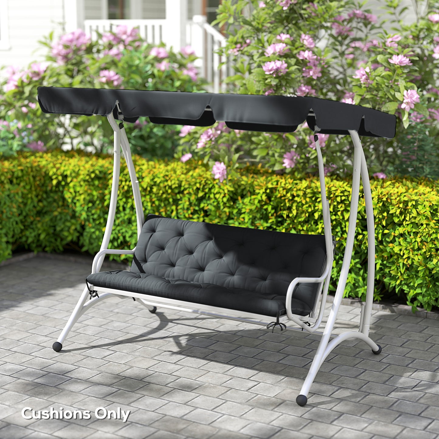 3 Seater Bench Pad, Garden Chair Cushion with Back and Ties