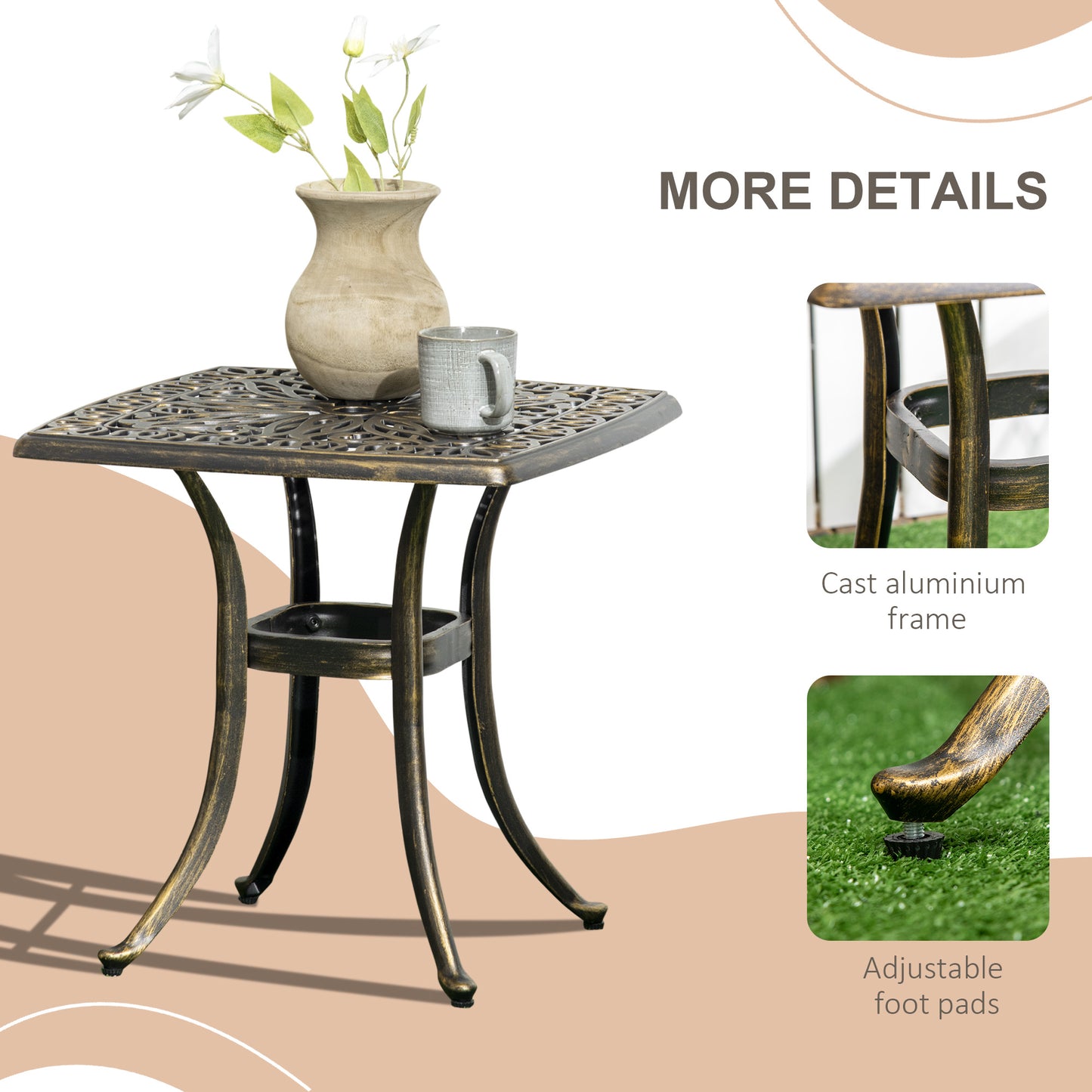 Outdoor Patio Side Table with 38mm Dia. Umbrella Hole
