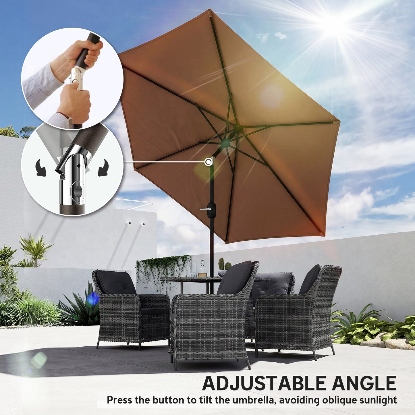 2.6 m Garden Parasol Umbrella with Aluminium Pole (5)