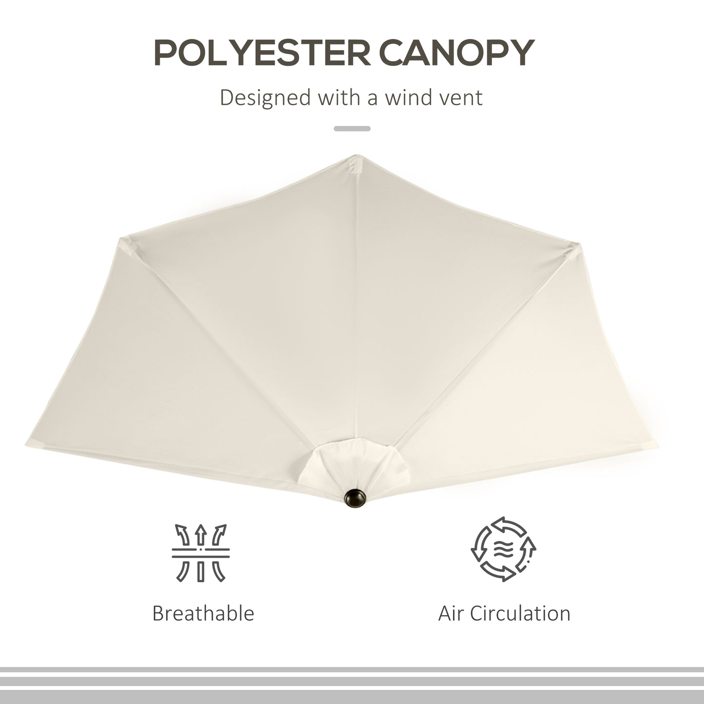 3(m) Half Parasol, Semi Round Umbrella with Metal Frame