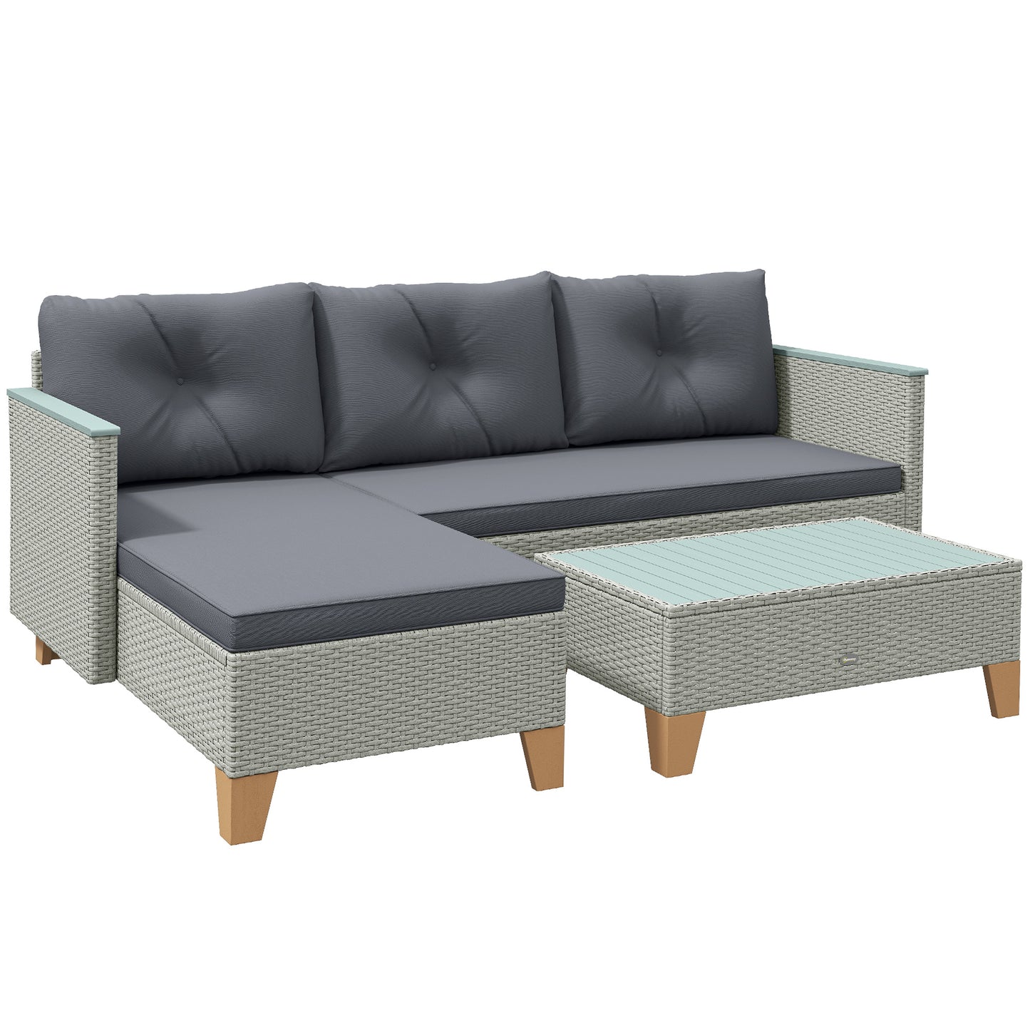 3 Pieces Rattan Garden Furniture Set