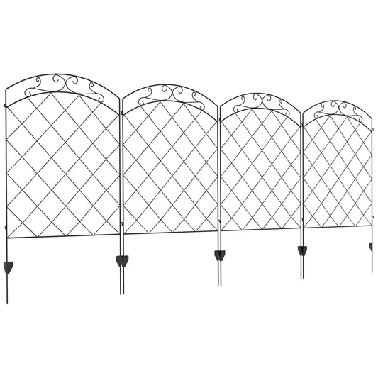 Steel Decorative Swirls Outdoor Picket Fence Panels Set of 4