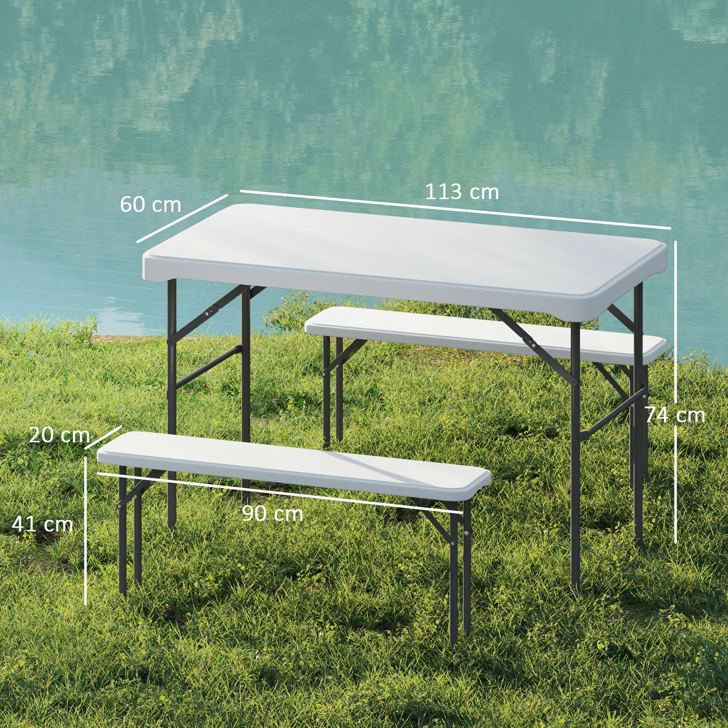 Three-Piece Folding Picnic Table and Bench Set