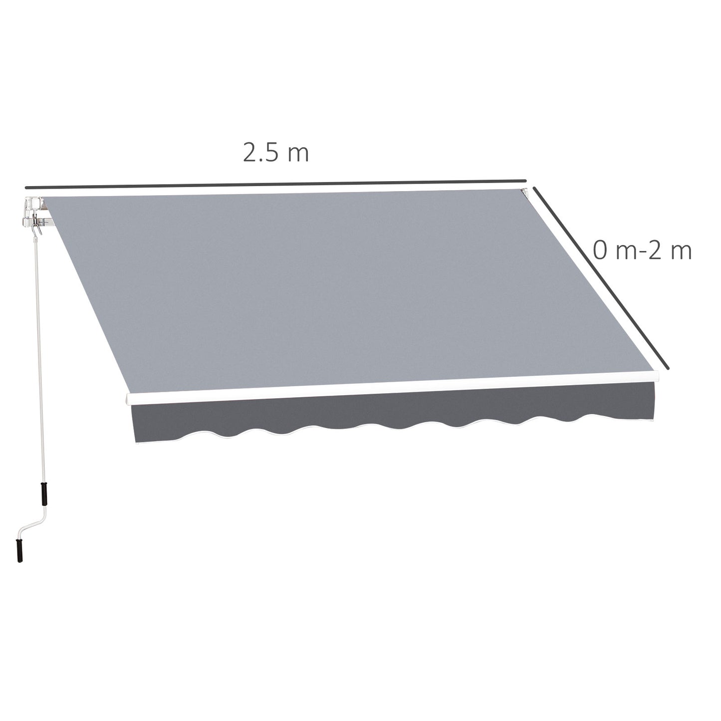 2.5m x 2m Garden Patio Manual Awning Canopy Sun Shade Shelter
