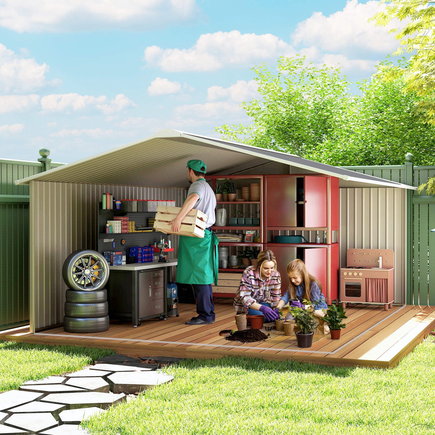 13 x 11ft Metal Garden Shed (1)
