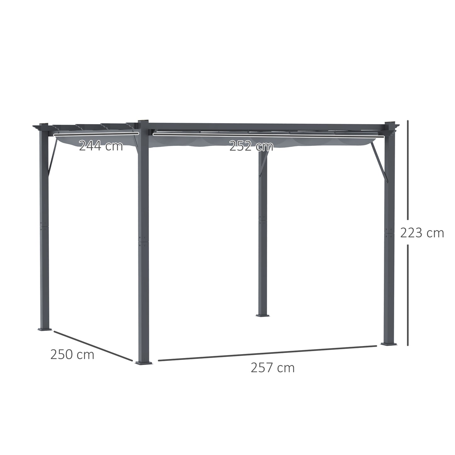 3 x 3 m Aluminum Gazebo, with Retractable Roof