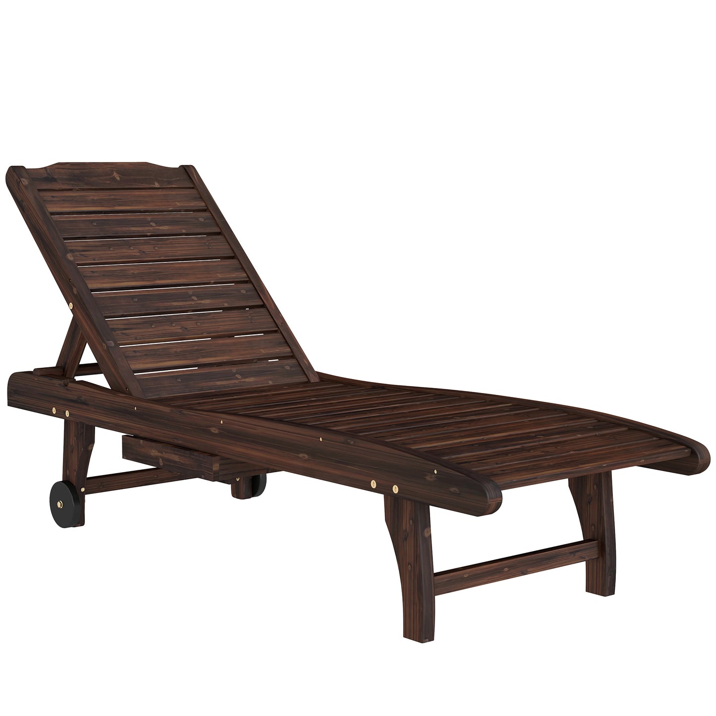 Outdoor Wooden Sun Lounger with Built-In Table
