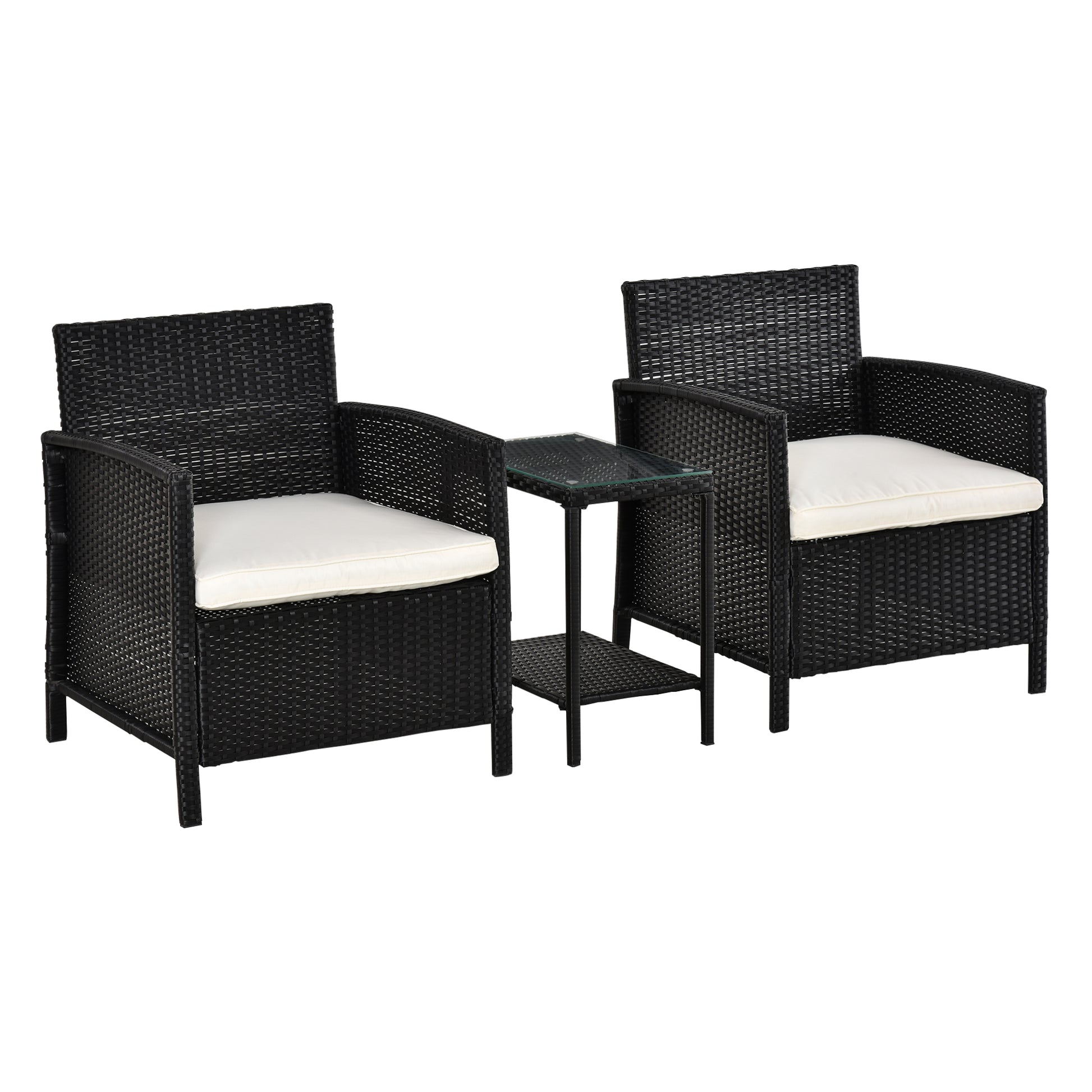2-Seater PE Rattan Side Table & Armchair Bistro Set Jack