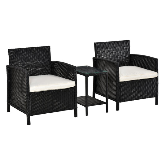 2-Seater PE Rattan Side Table & Armchair Bistro Set Jack