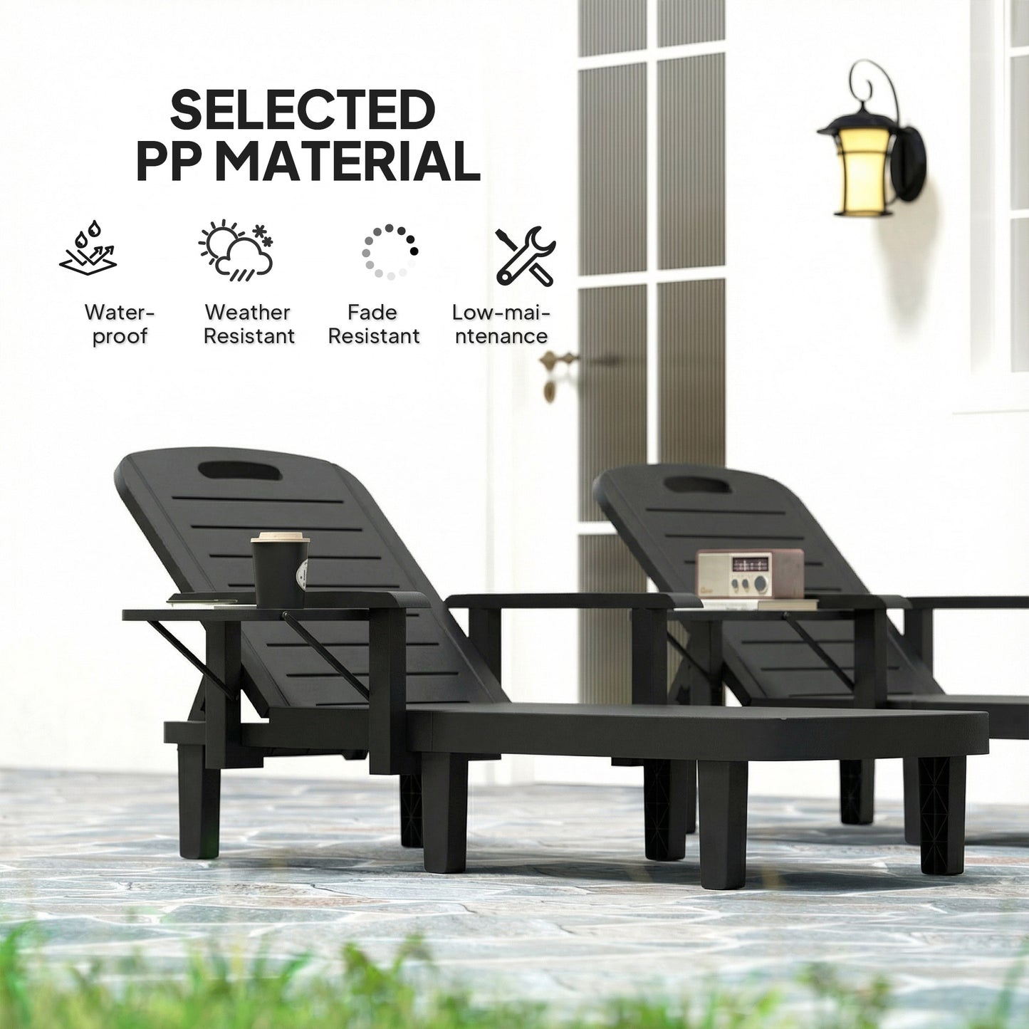 Set of 2 Reclining Sun Loungers