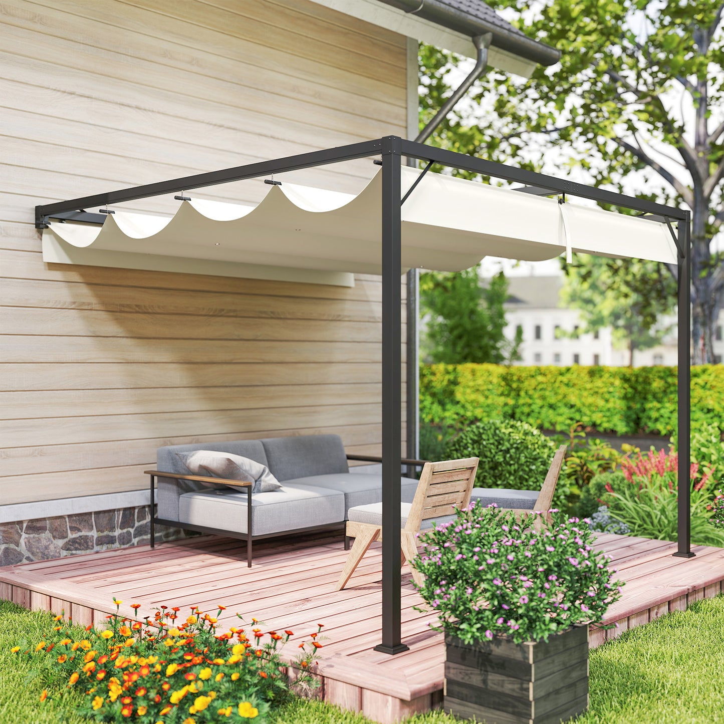 3 x 3 m Pergola, with Sliding Canopy