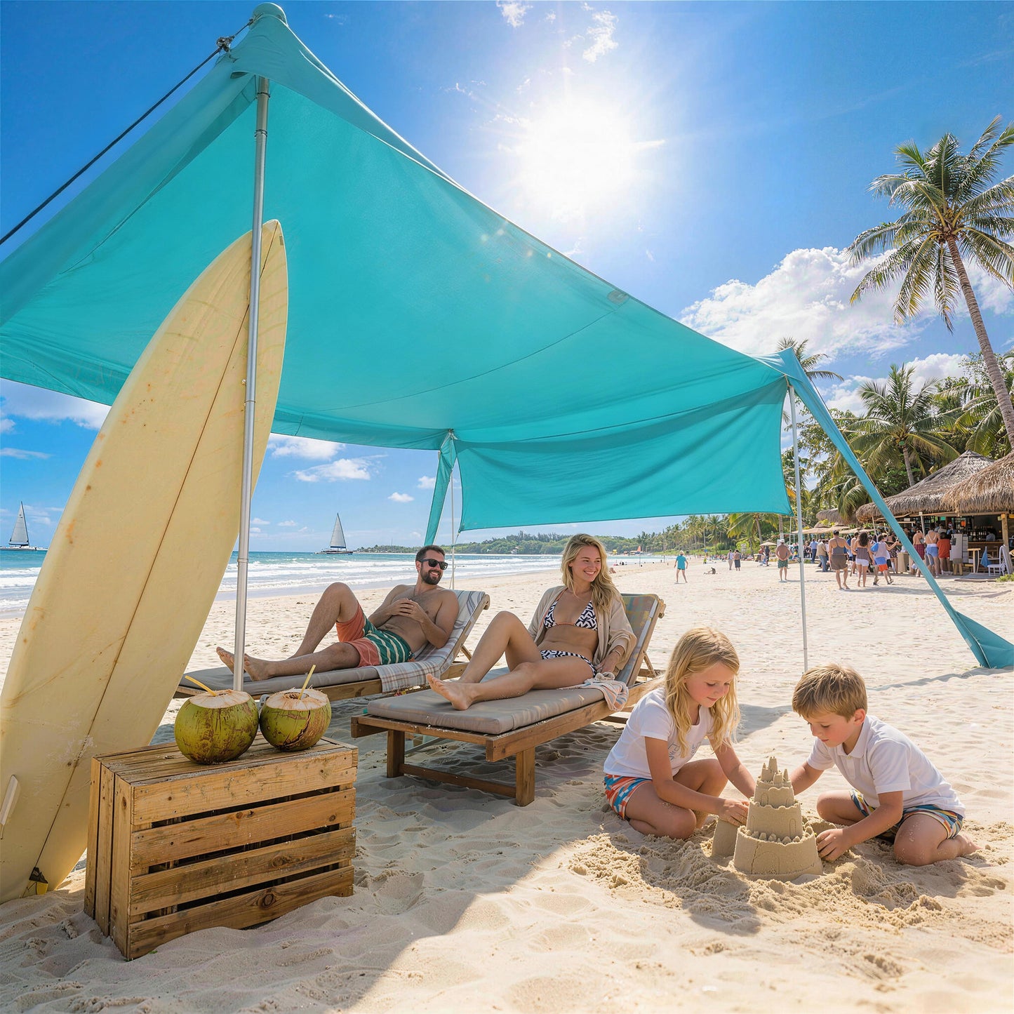 Beach Tent Event Shelter with Detachable Sidewall and Carry Bag