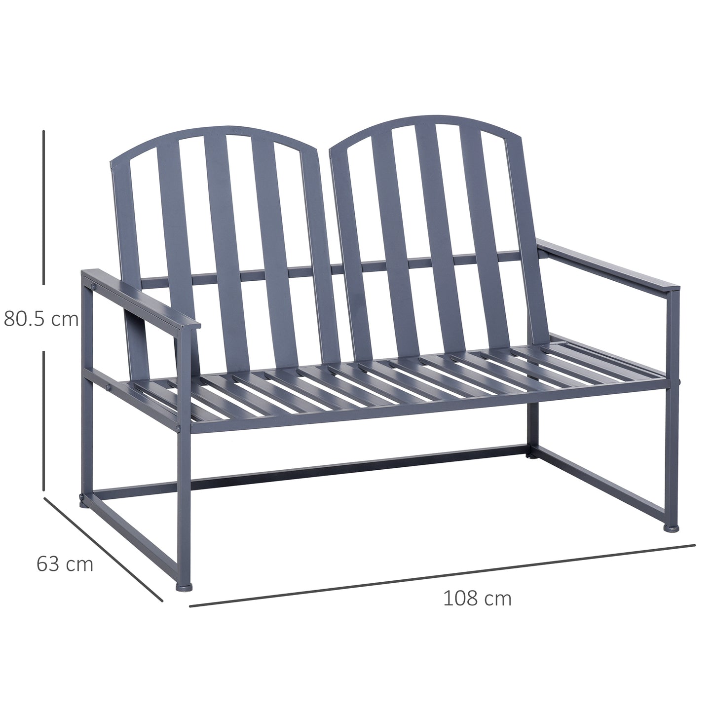 Steel Patio Garden Bench Loveseats