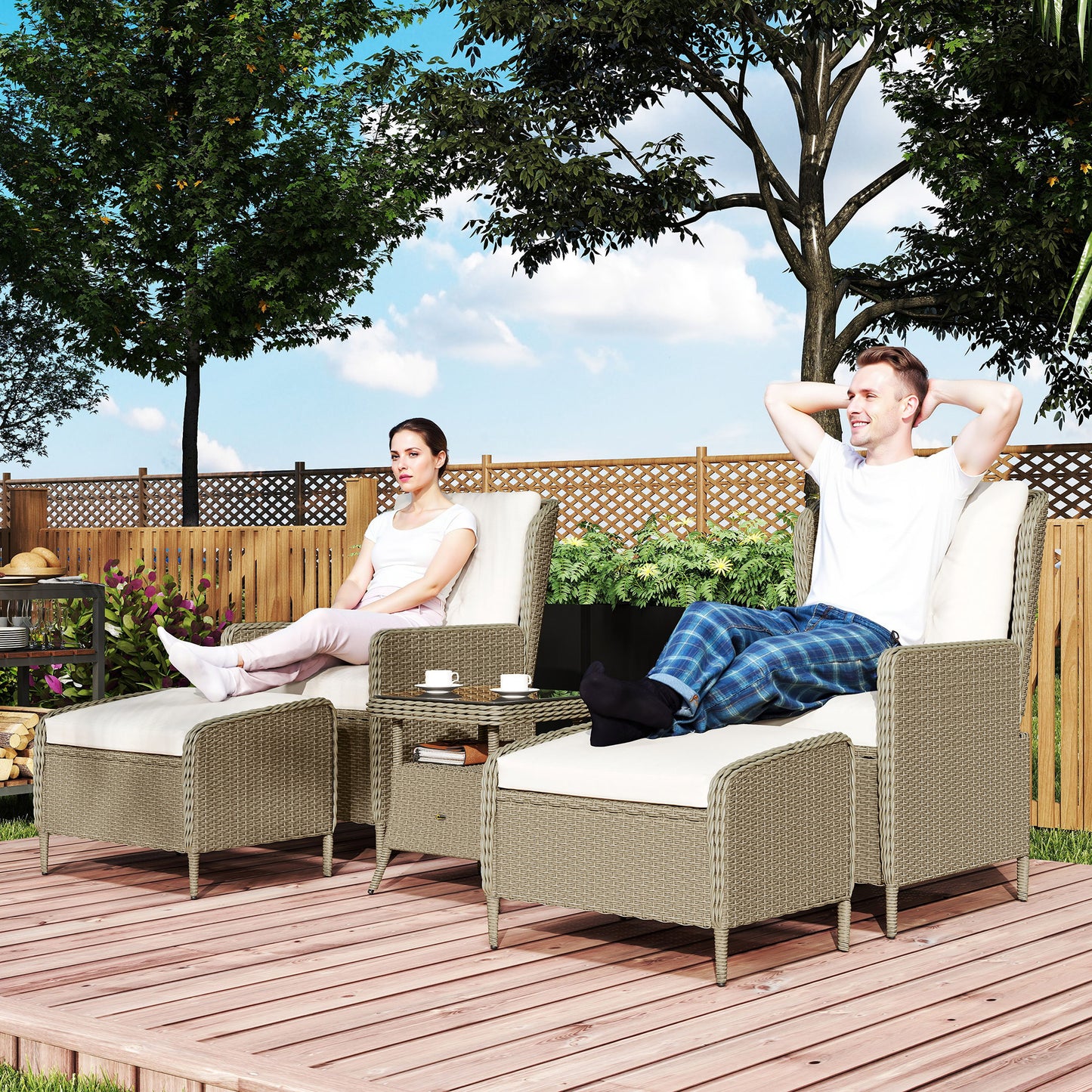 Five-Piece Reclining Rattan Chair Set