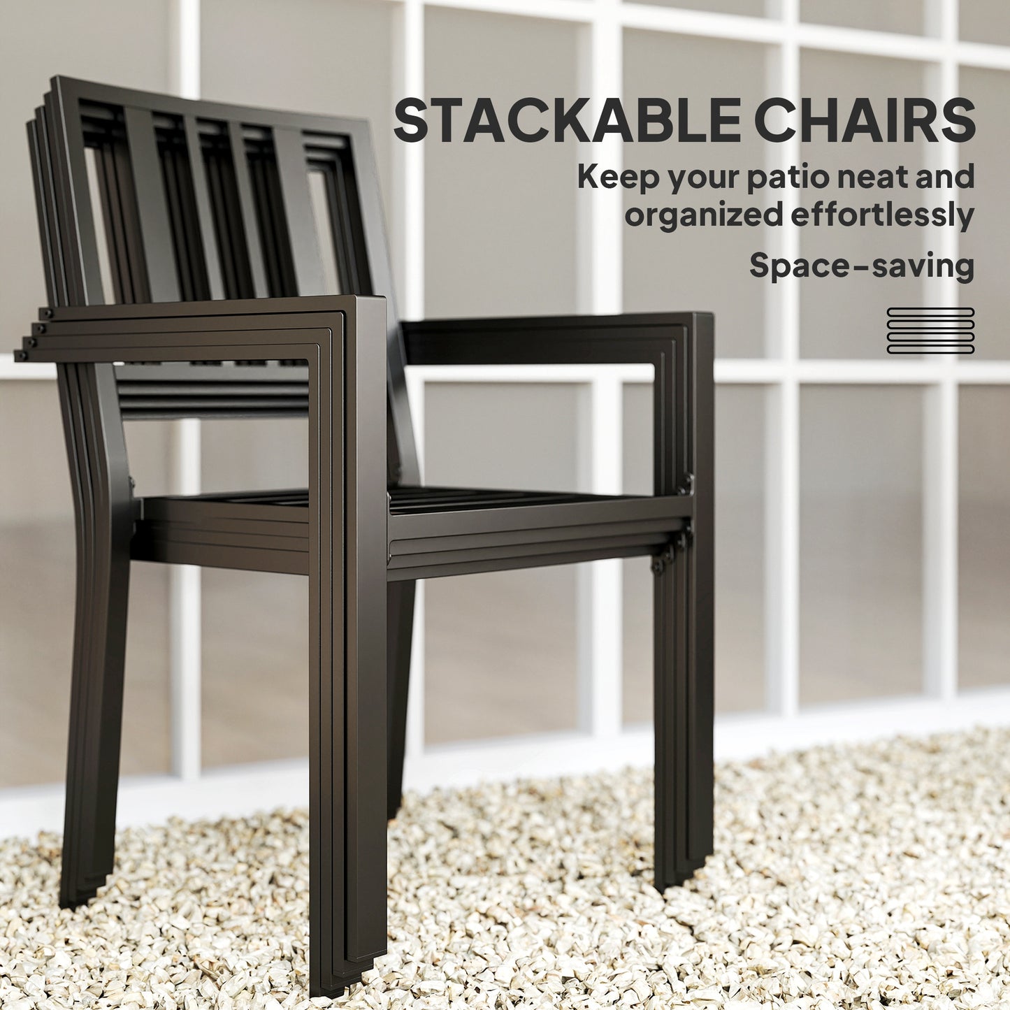 Set of Four Minimal Metal Garden Chairs