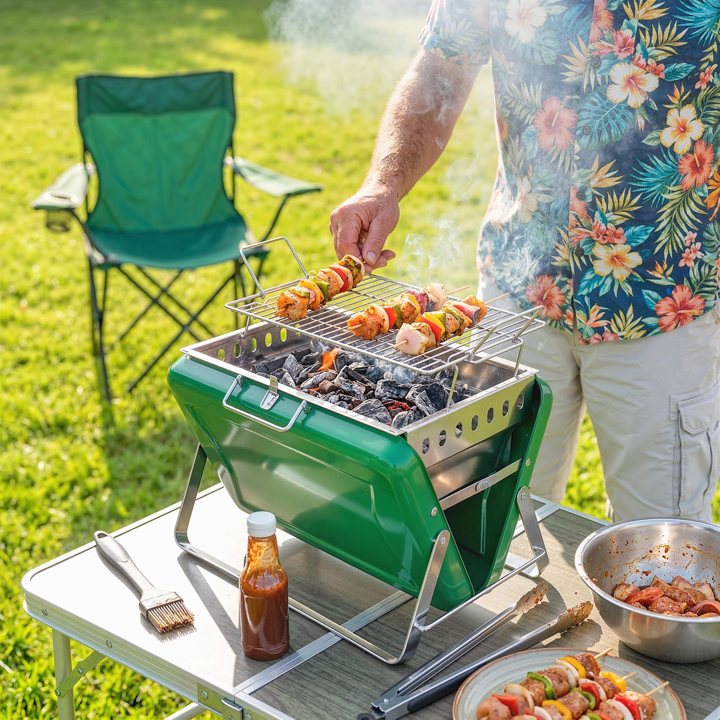 Charcoal BBQ Grill Portable Stainless Steel Barbecue