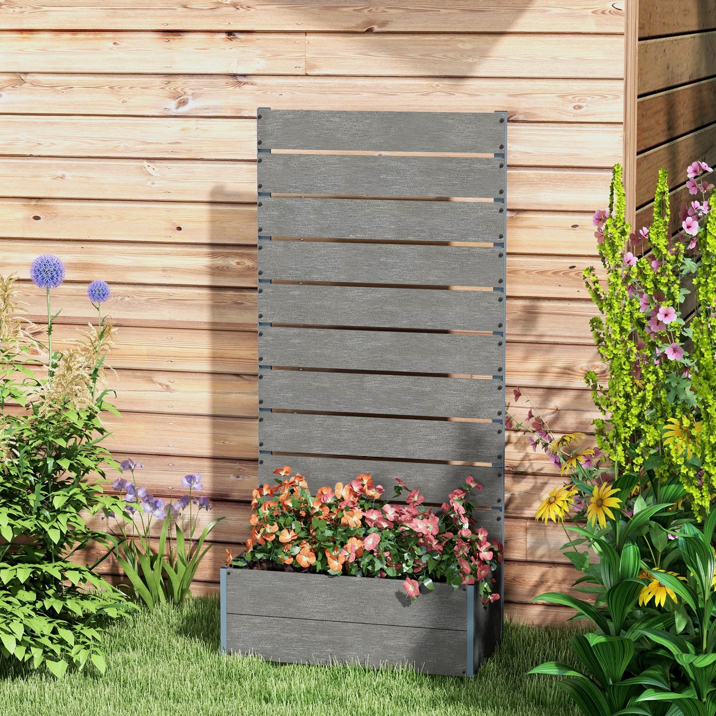 34 x 69.5cm Garden Planter Box, with Back Trellis