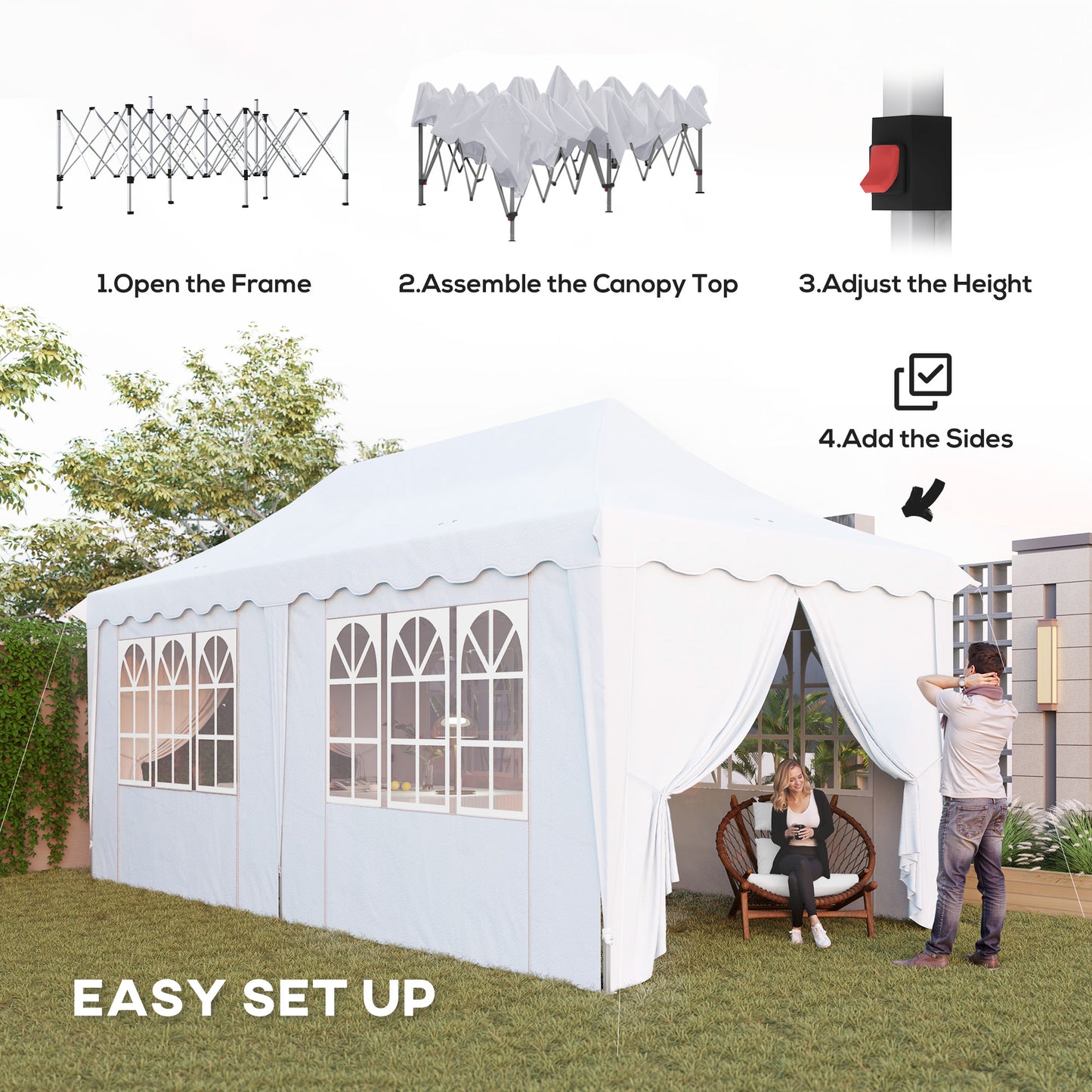 3 x 6m Pop Up Gazebo with Sides