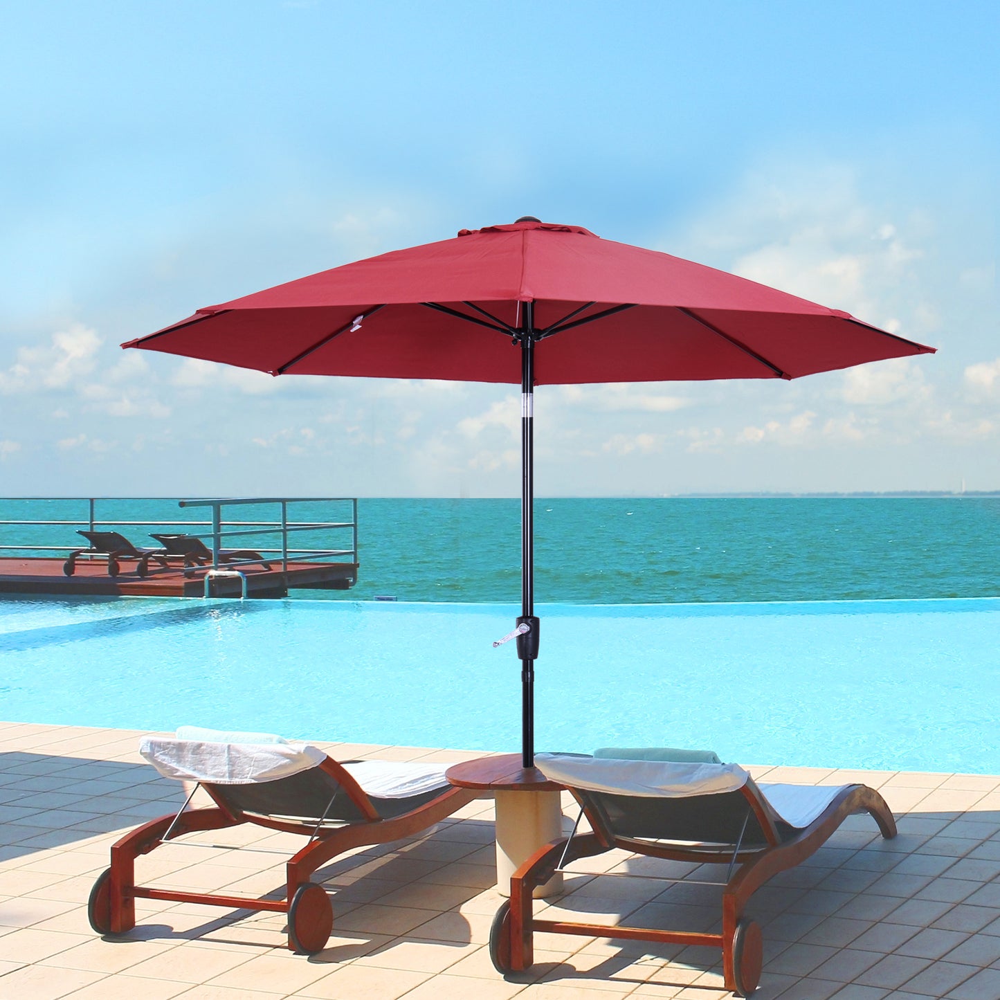 2.7M Garden Parasol Umbrella with Glass Fibre Ribs