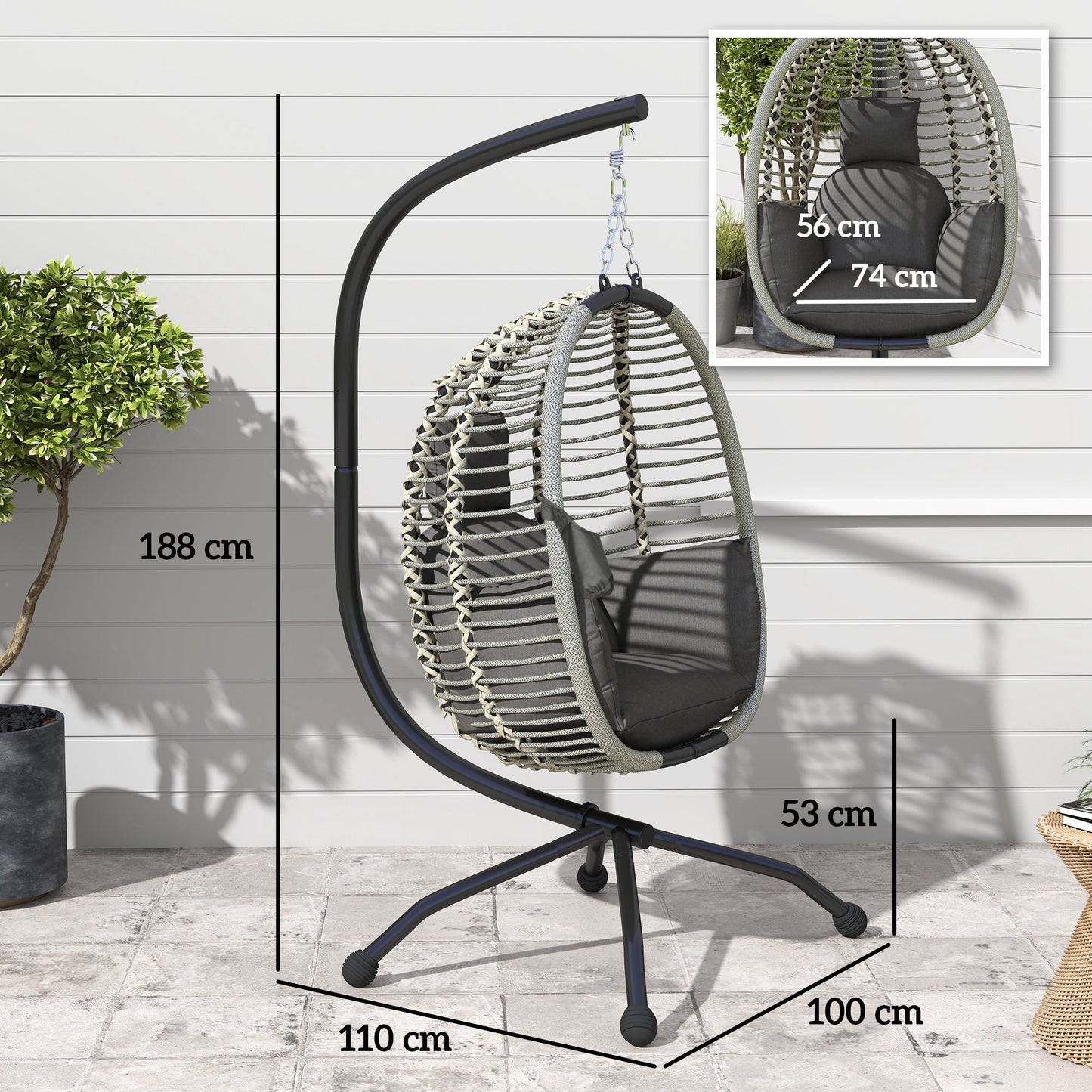 Outdoor Swing Chair with Thick Padded Cushion (1)
