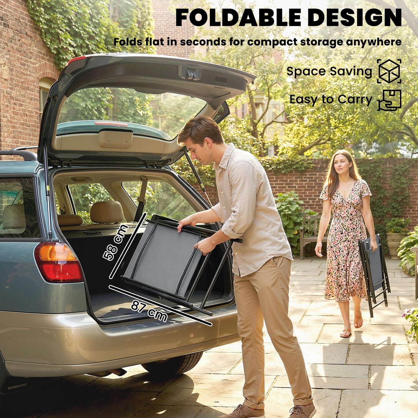 Folding Garden Chairs , Foldable Garden Dining Chairs with High Back