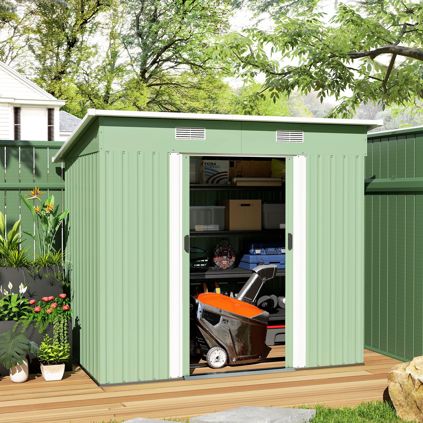7 x 4ft Outdoor Garden Metal Storage Shed