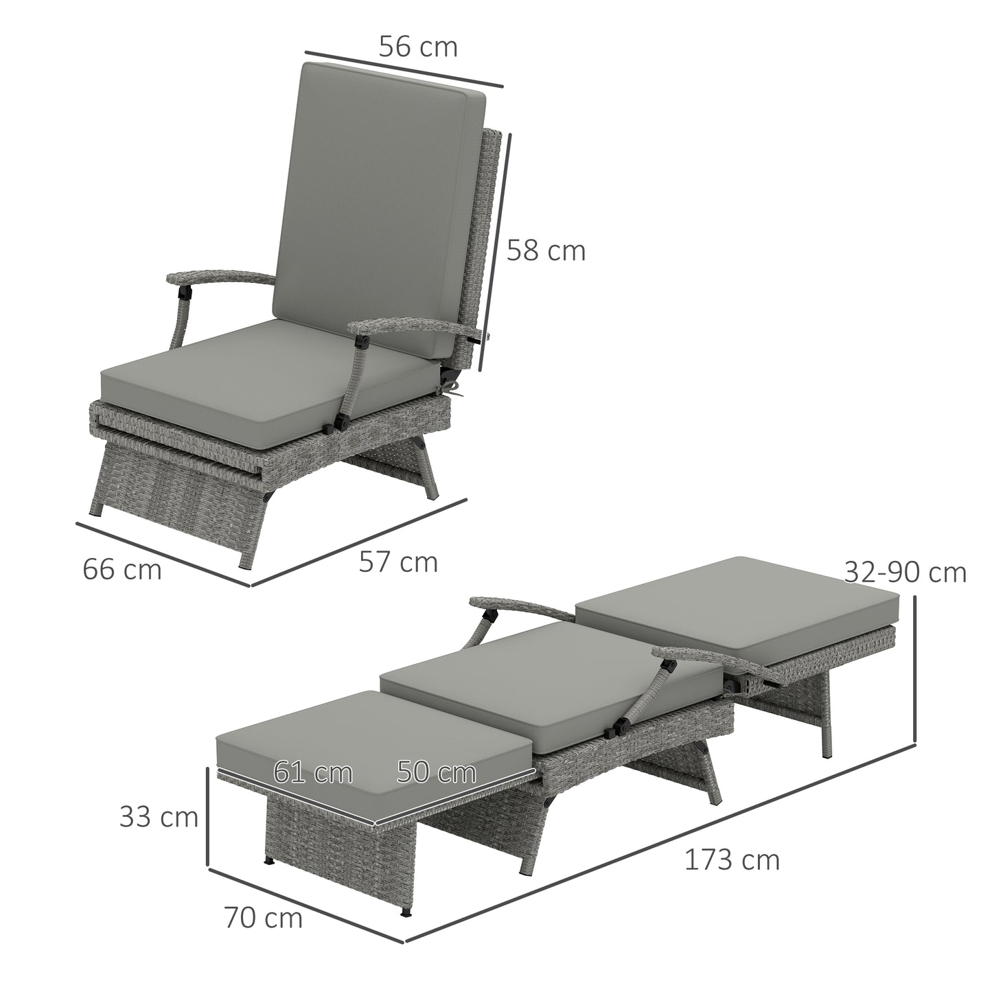 80° Reclining Rattan Lounger