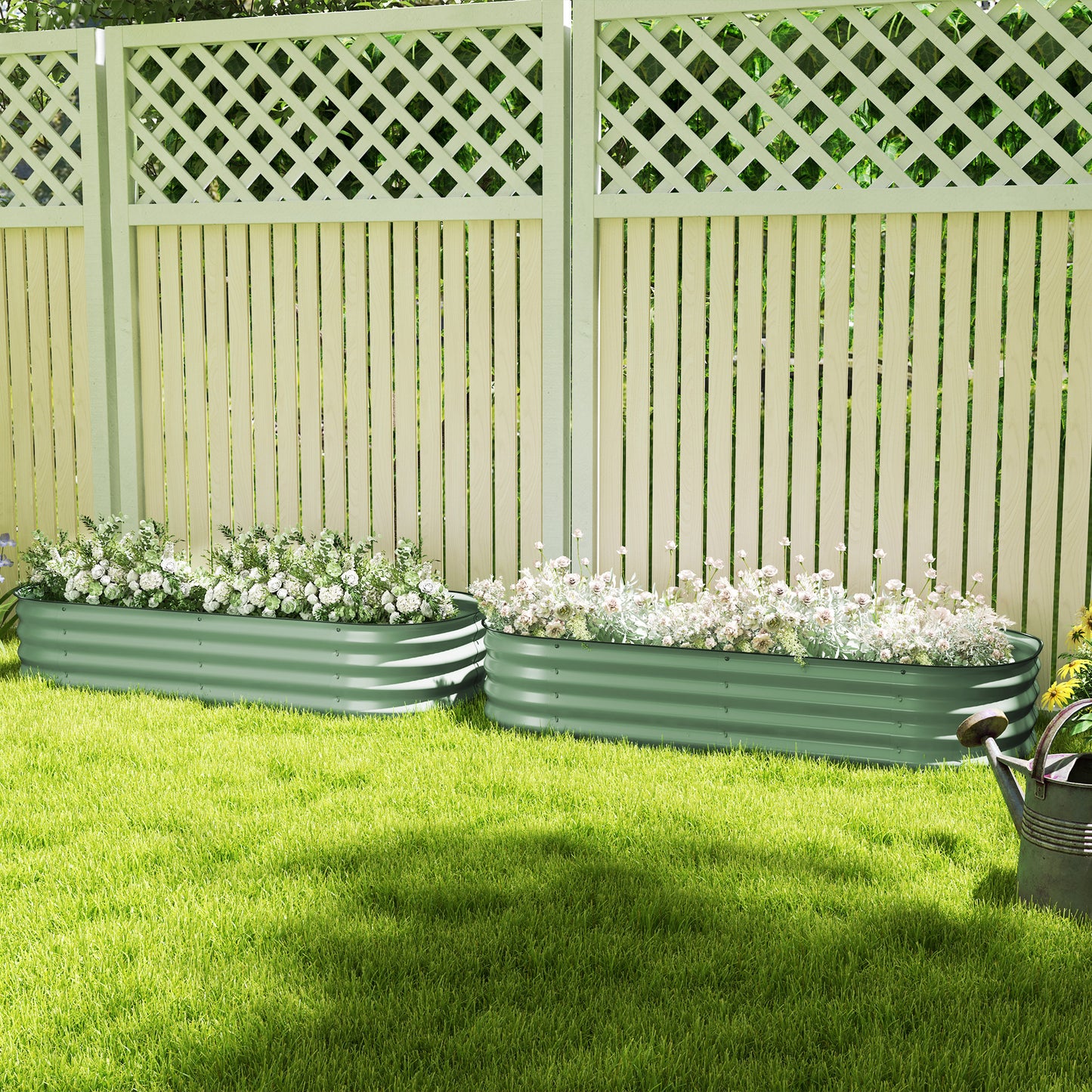 Galvanised Raised Garden Bed, Metal Planter Box with Safety Edging (6)
