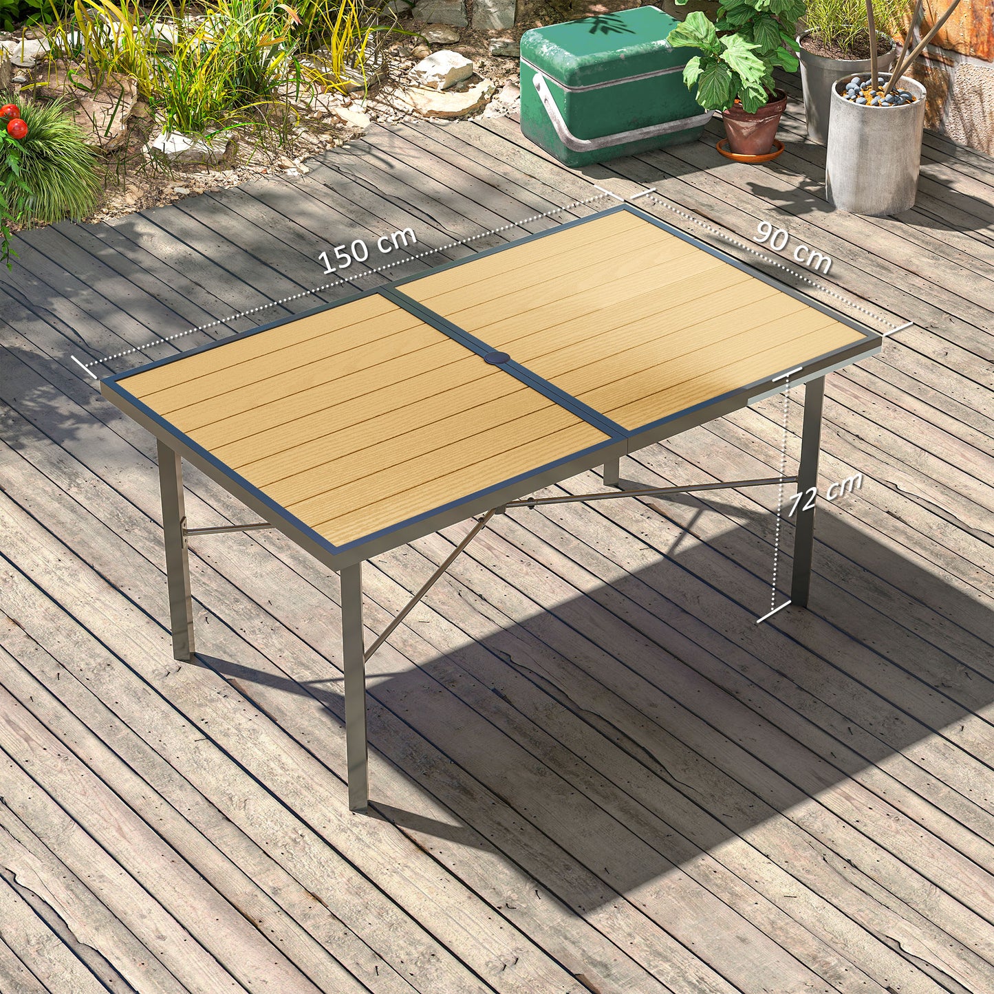 Garden Table for 6, 150 cm Rectangular Outdoor Dining Table