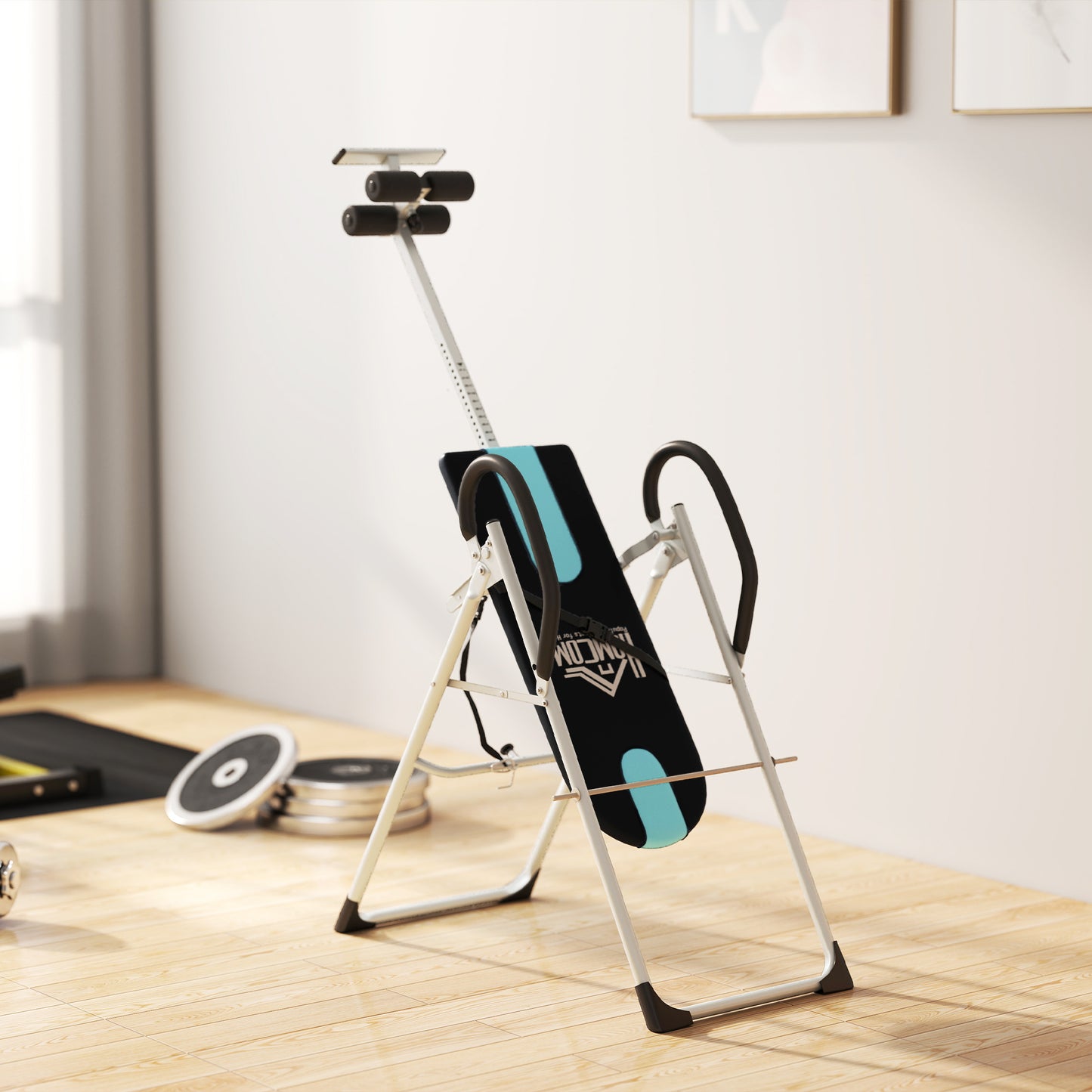 Foldable Gravity Inversion Table Back Therapy Home Fitness Bench