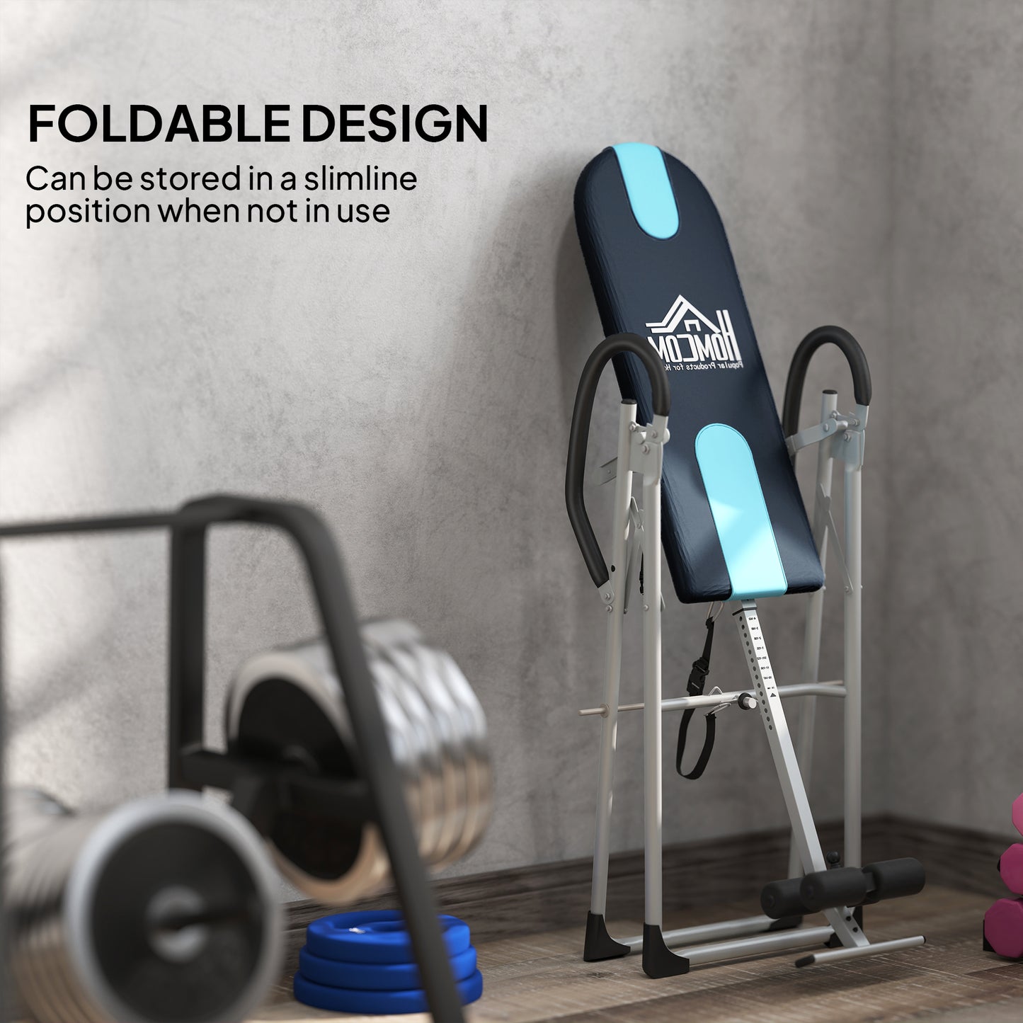 Foldable Gravity Inversion Table Back Therapy Home Fitness Bench