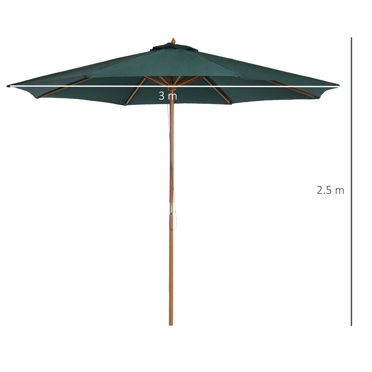 3(m) Wooden Patio Umbrella