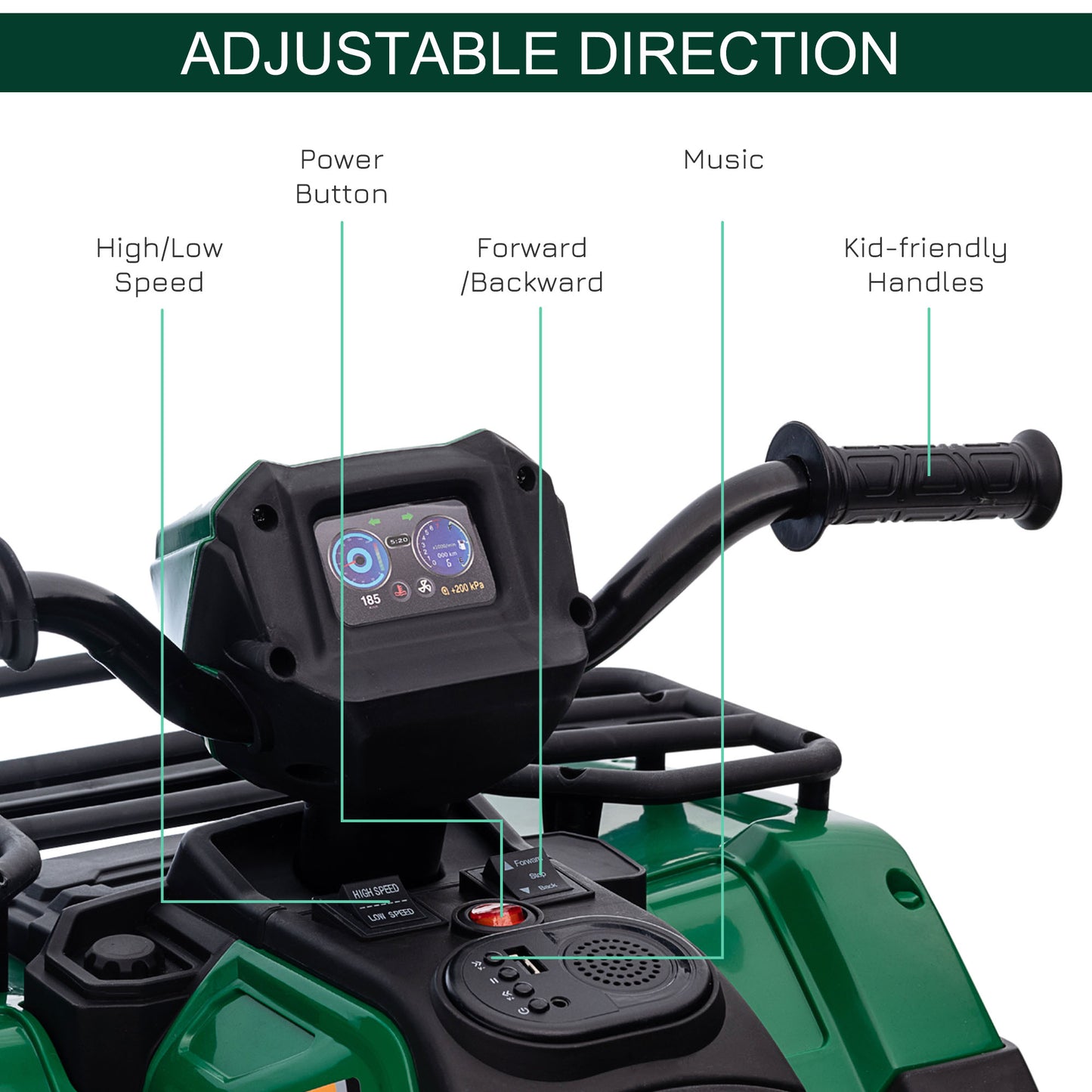12V Kids Quad Bike with Forward, Reverse Functions