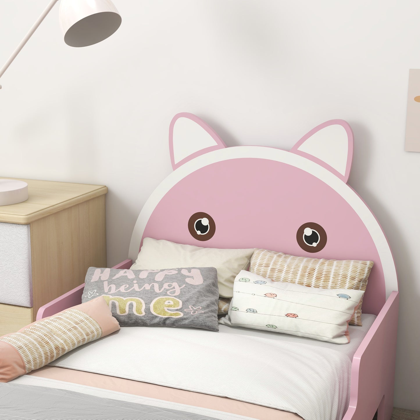 Bed for Kids Cat Design Toddler Bed Frame Bedroom Furniture