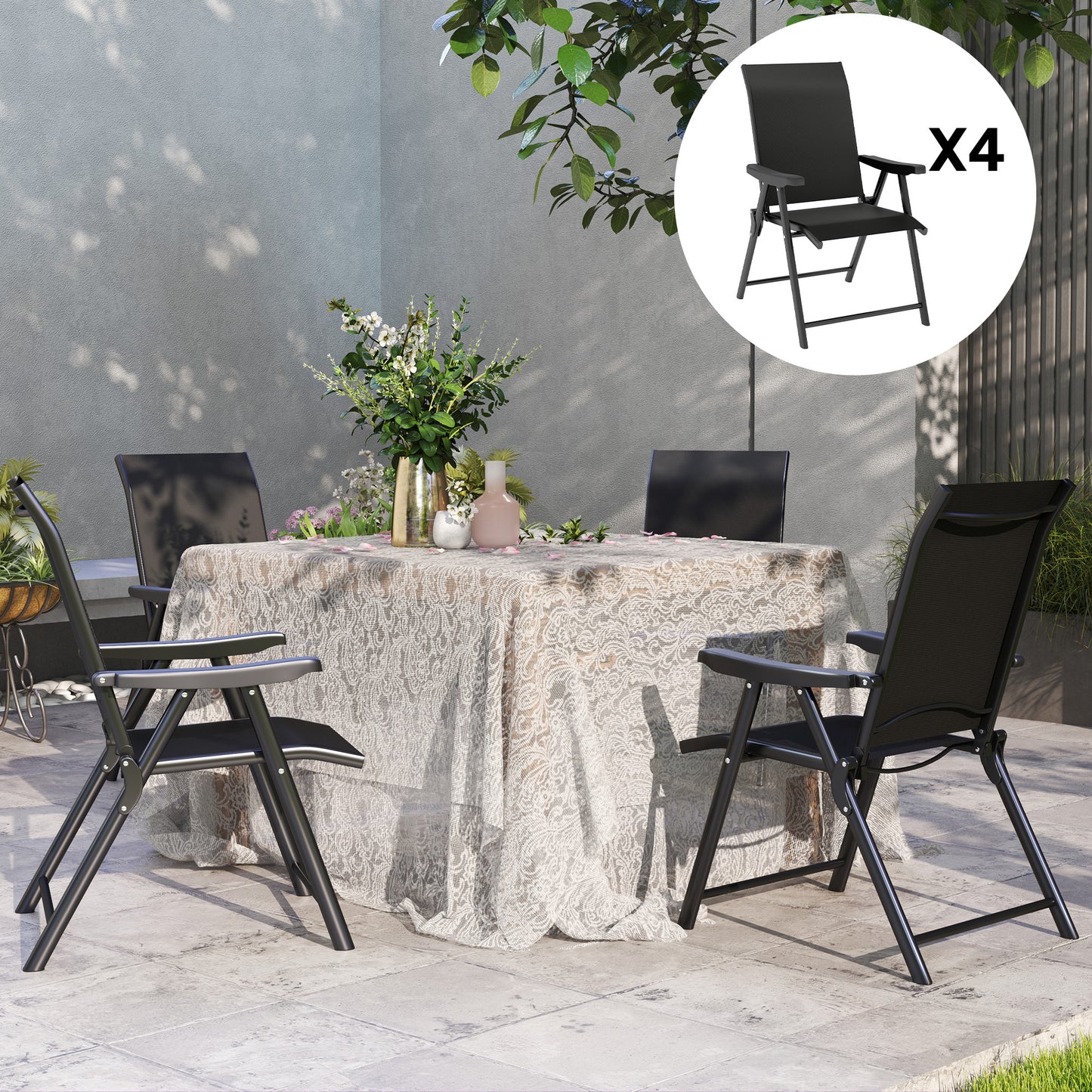 Set of Four Folding Outdoor Chairs