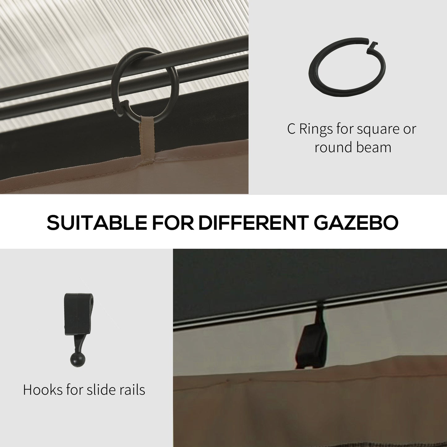 4 Pack Replacement Gazebo Curtains Privacy Panel