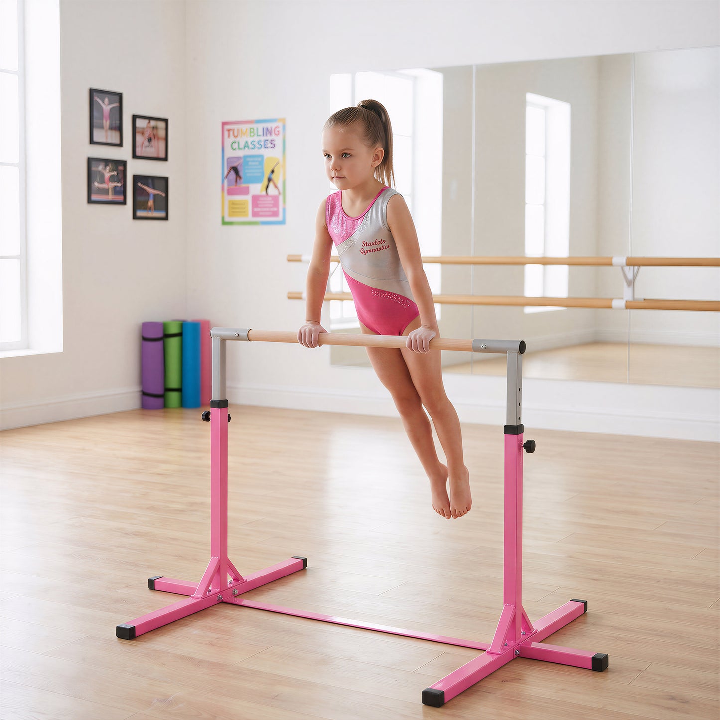 Height Adjustable Gymnastics Horizontal Bar for Kids