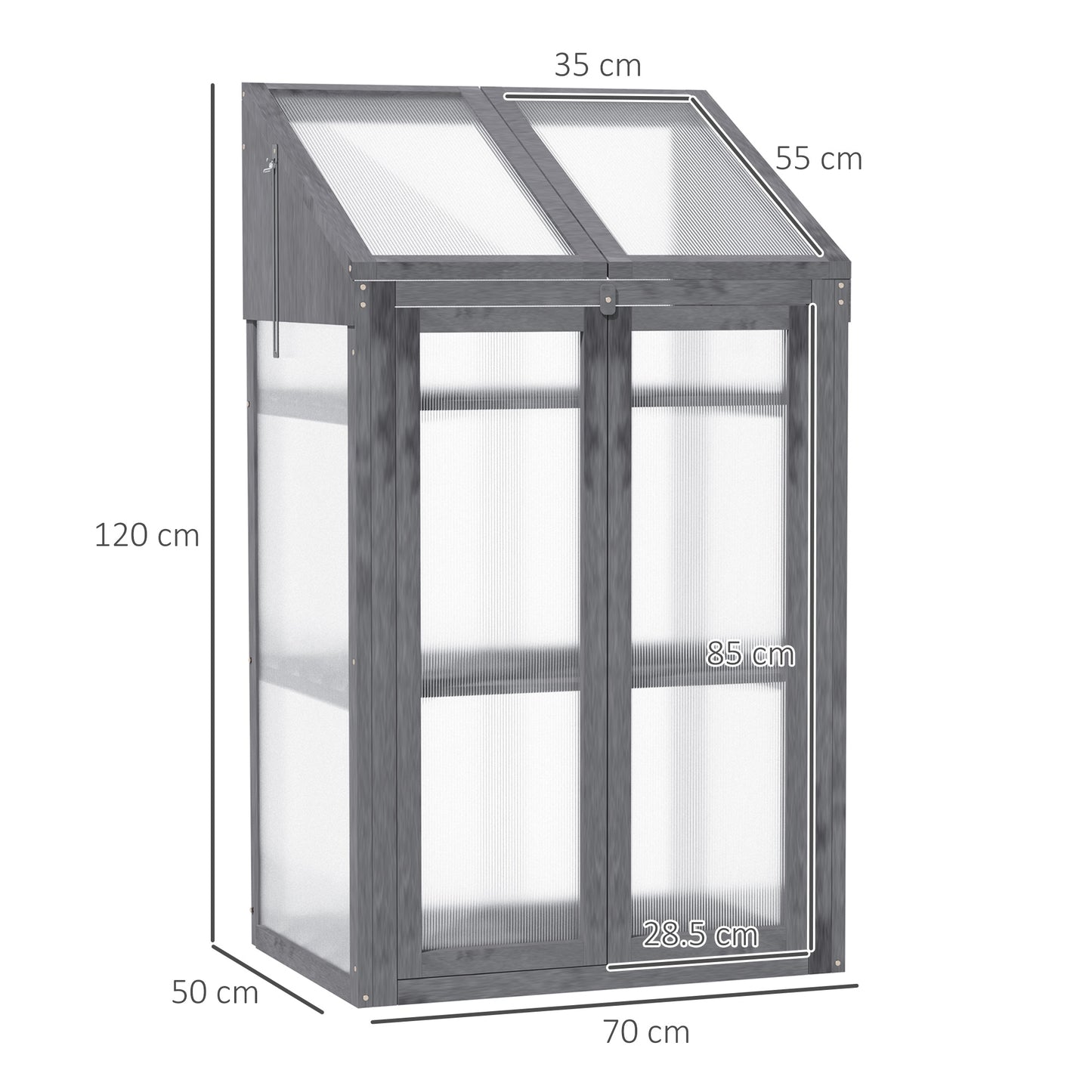 Wooden Cold Frame Polycarbonate Greenhouse with Openable Top Cover