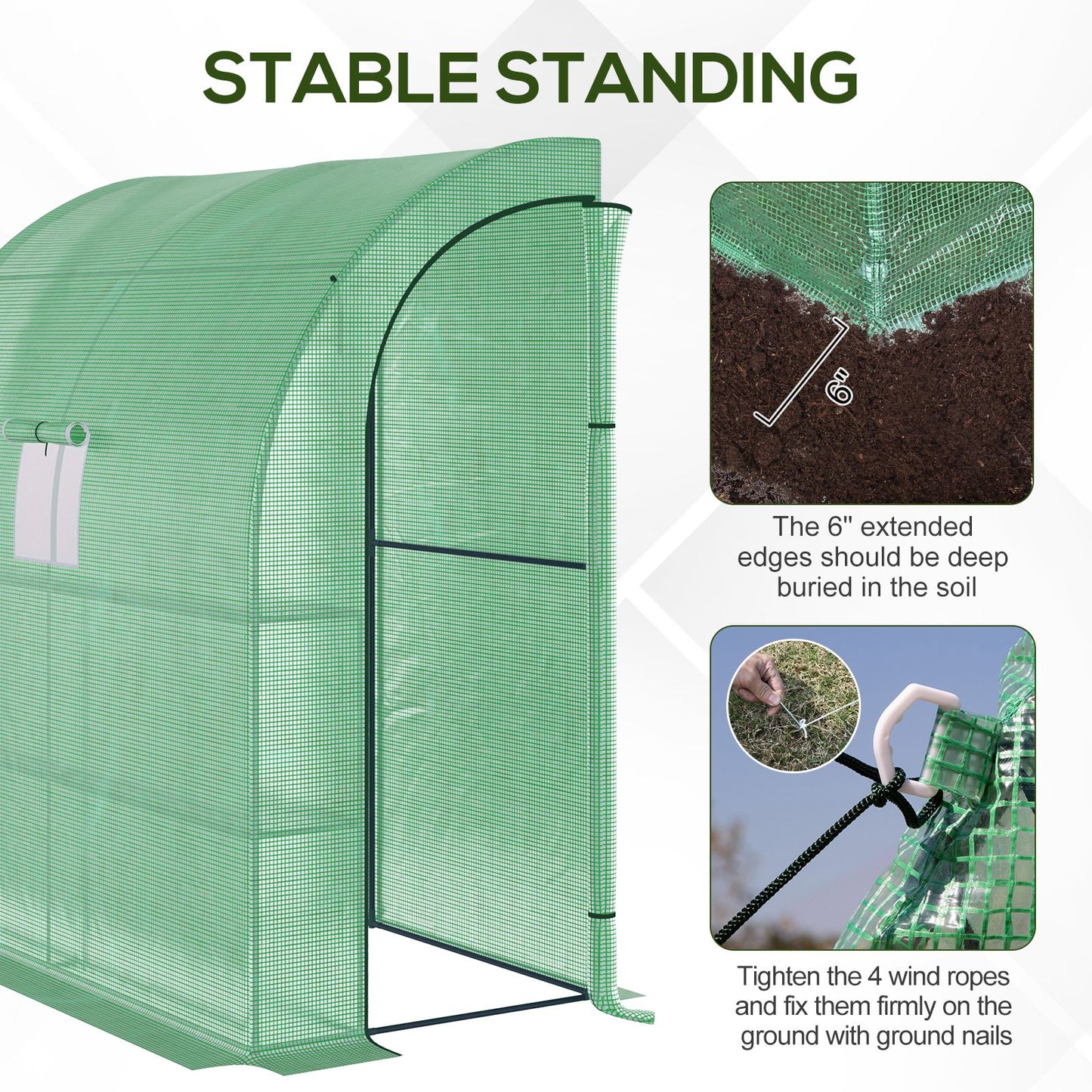 Small Lean to Greenhouse 3-Tier with Shelves Outdoor