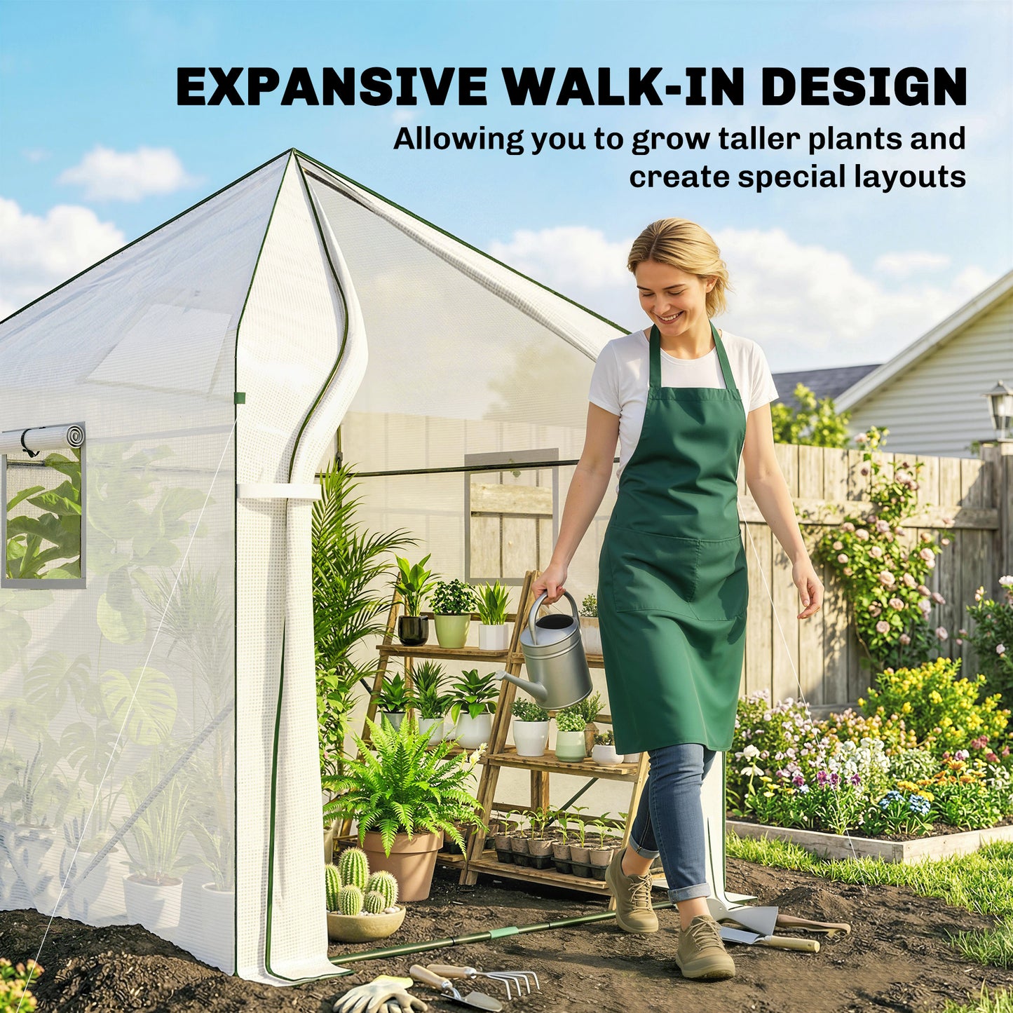 Walk-in Greenhouse for Outdoors with Steel Frame