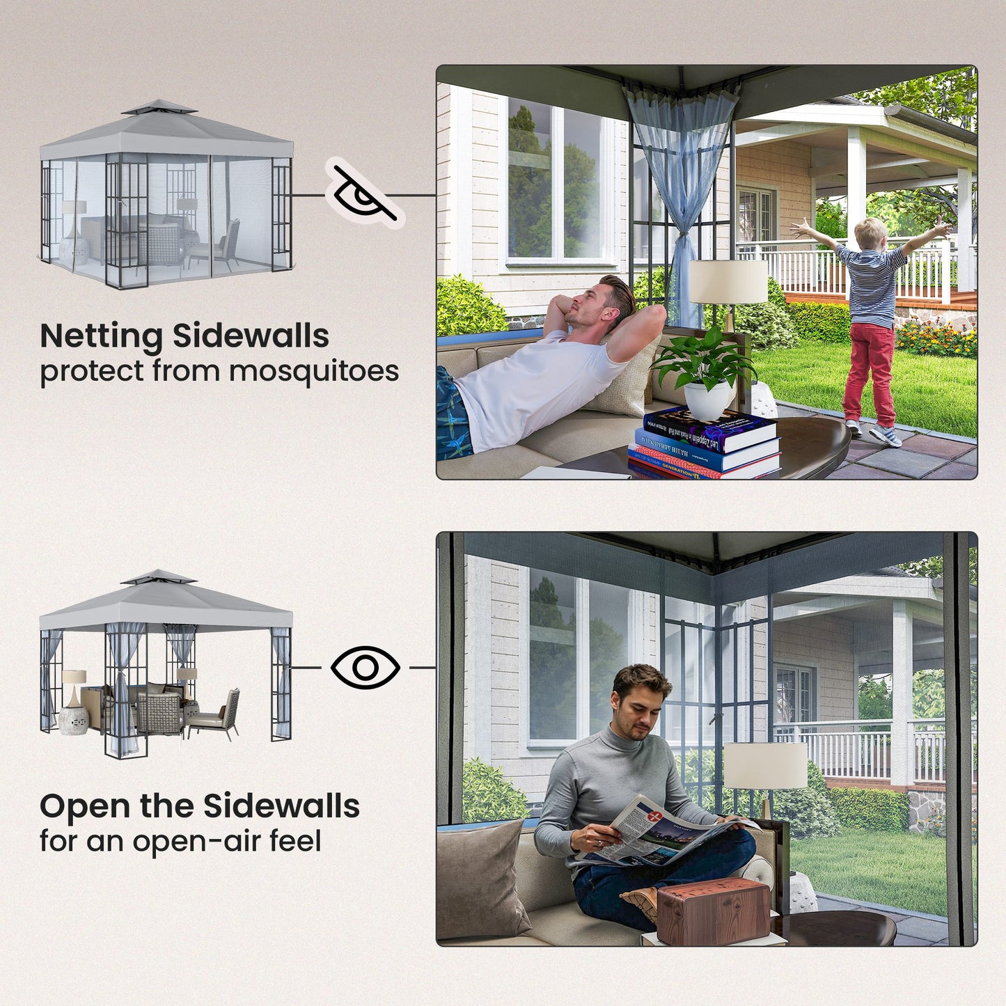 3 x 3(m) Patio Gazebo Canopy Garden Pavilion Tent Shelter (2)