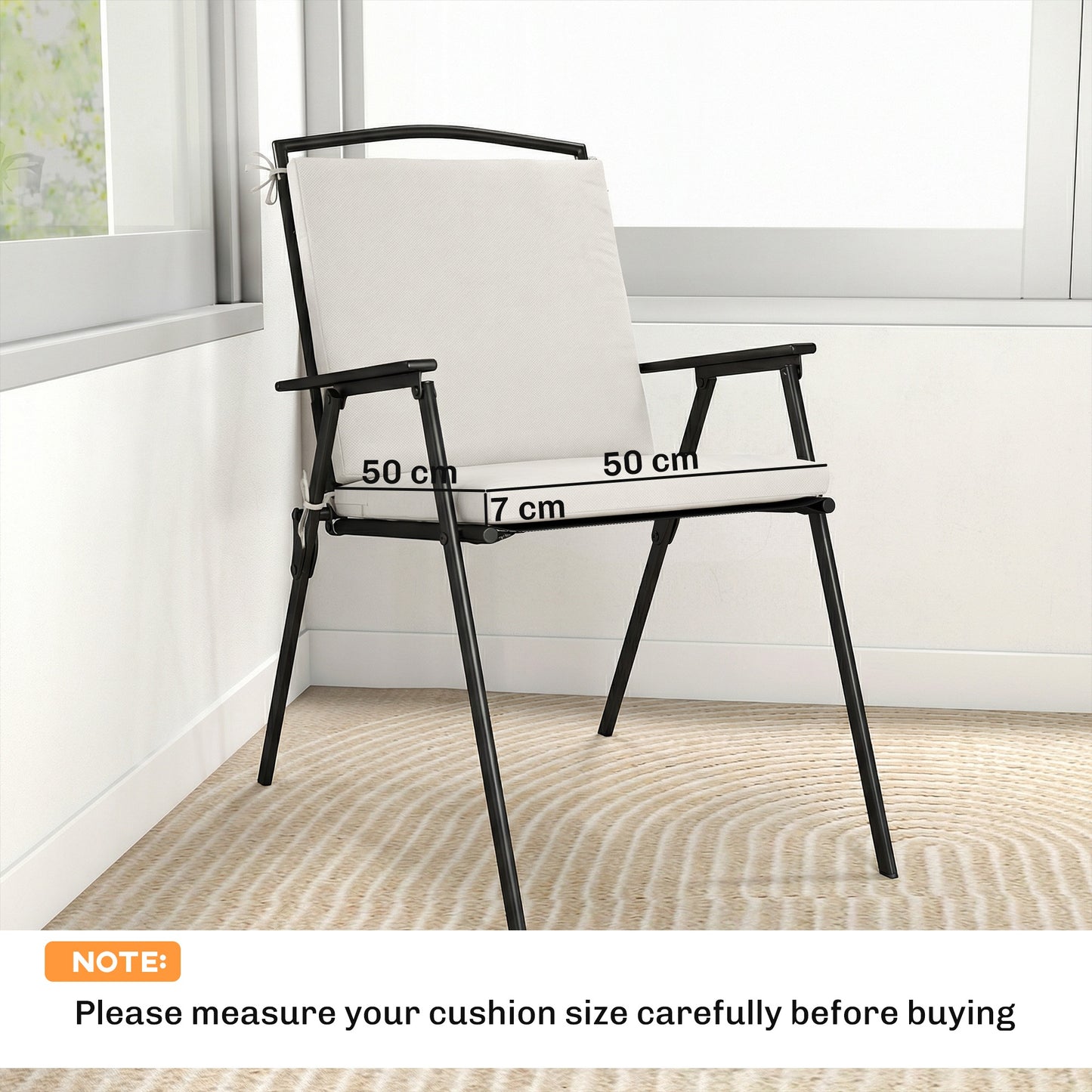 Outdoor Seat Cushions Set of 2 with Ties, Waterproof Garden Seat Pads