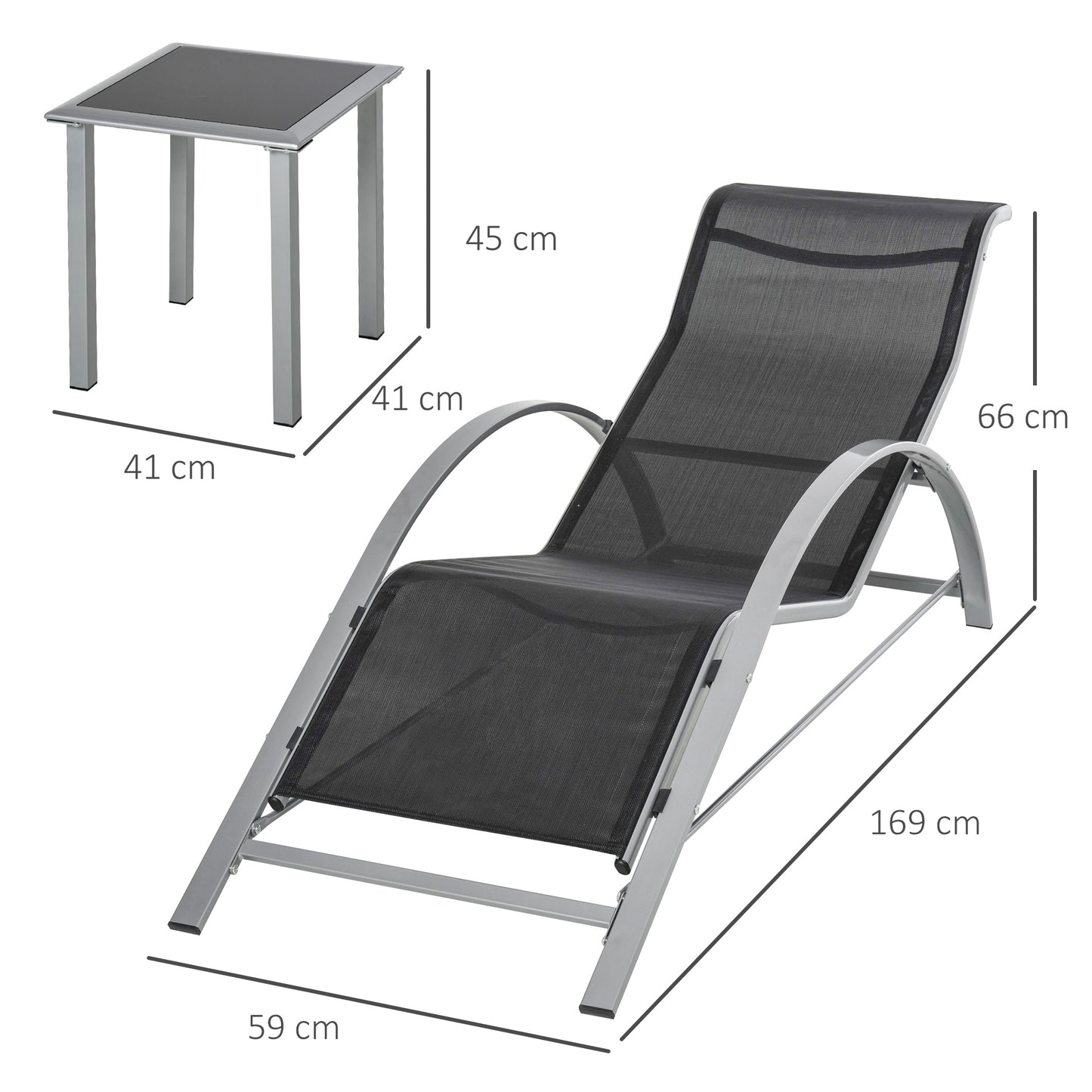 Three-Piece Curved Sun Lounger Set