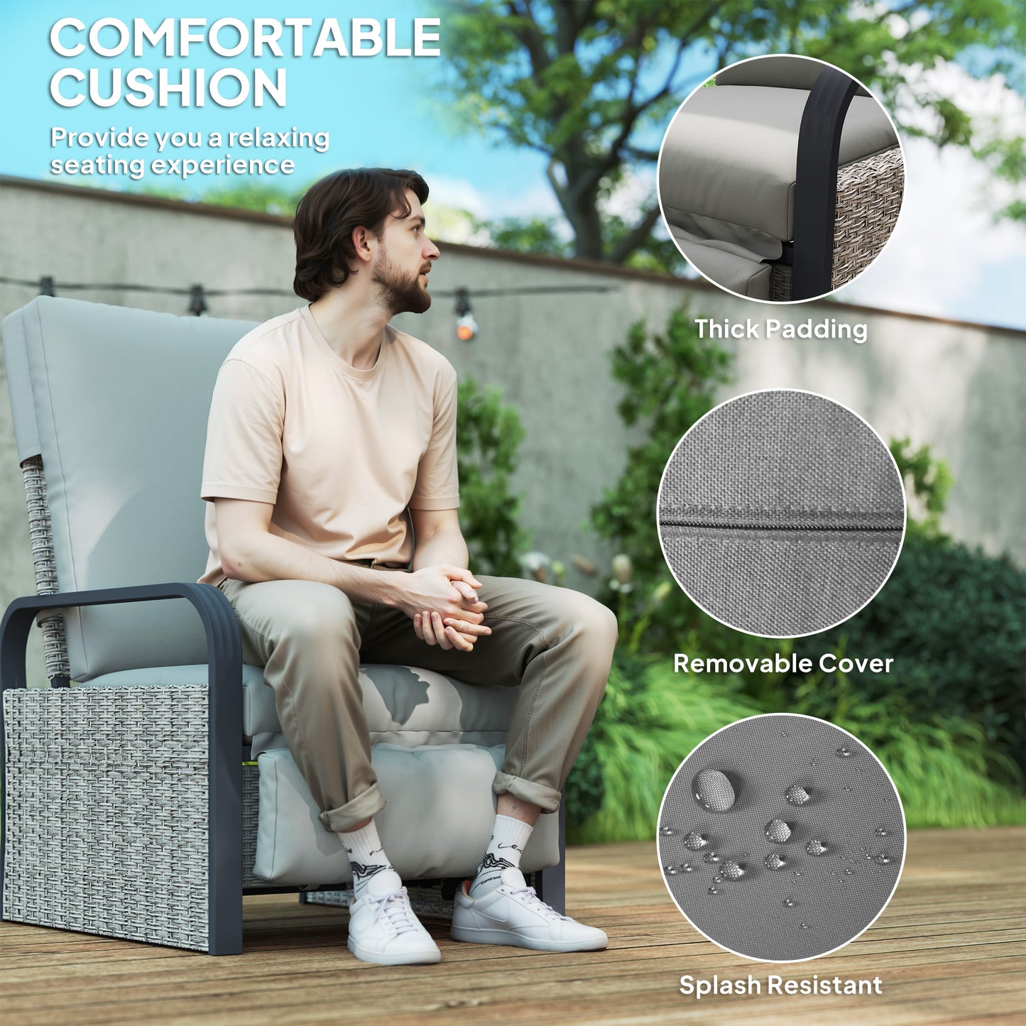 140° Reclining Rattan Armchair