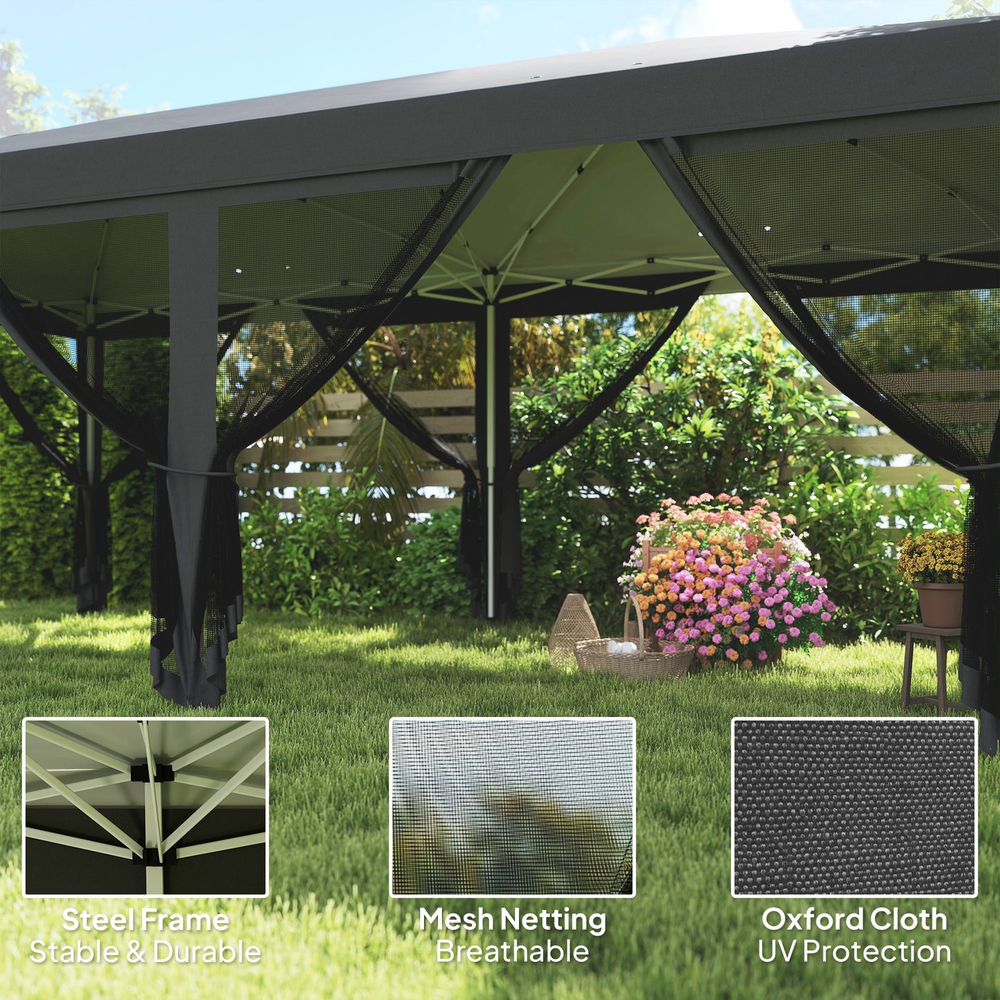 3 x 6m Pop Up Gazebo, Outdoor Canopy Shelter