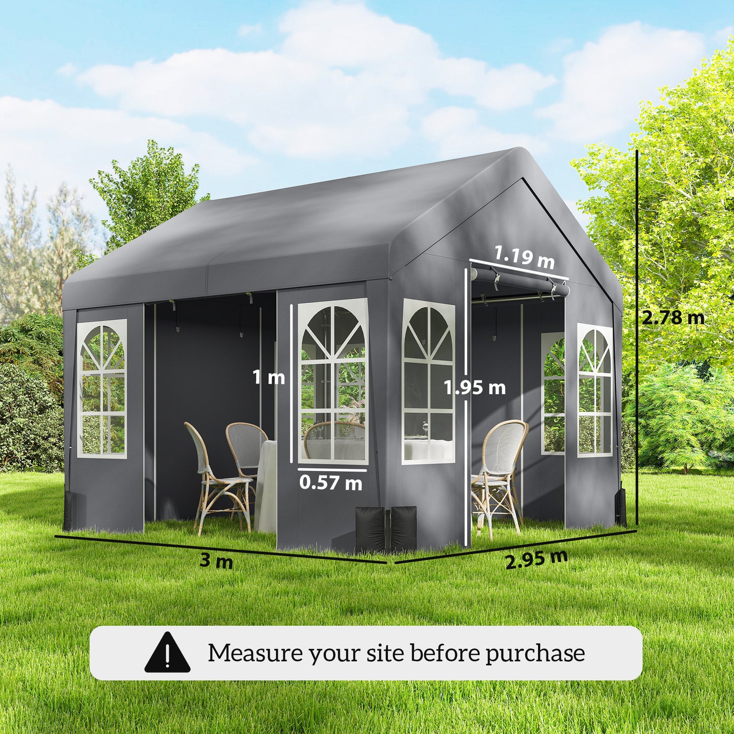 3 x 3 m Party Tent, Outdoor Canopy Tent Shelter