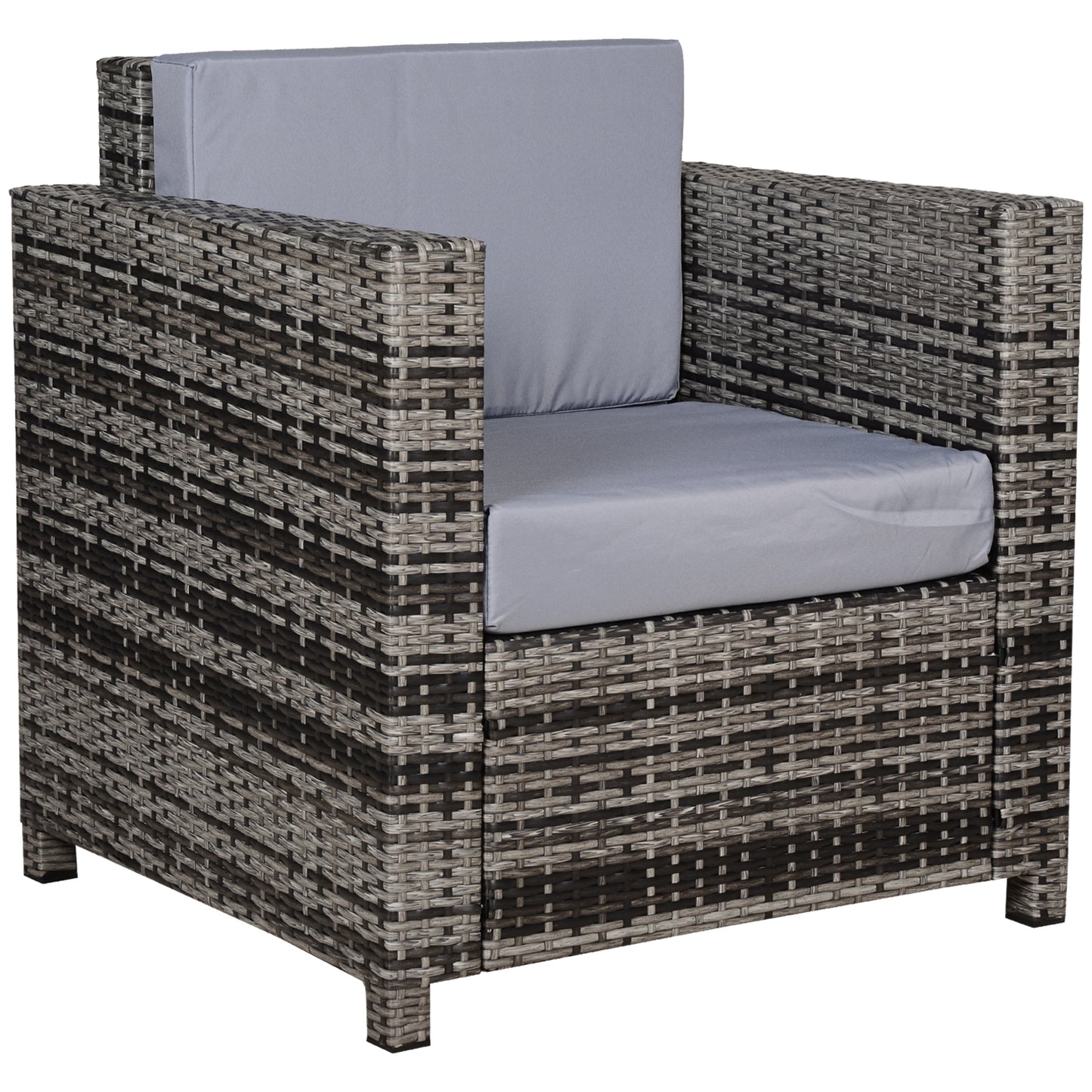 Rattan Garden Armchair 10cm Cushion Outdoor Single Chair