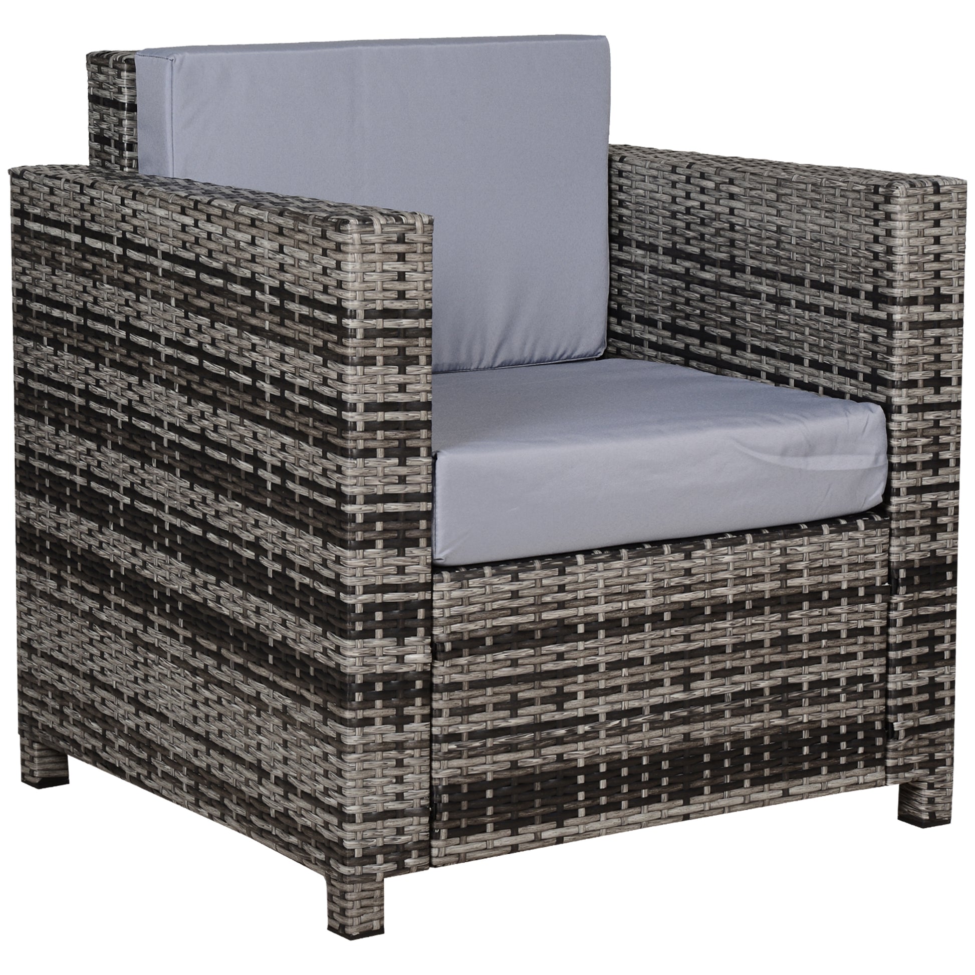 Rattan Garden Armchair 10cm Cushion Outdoor Single Chair